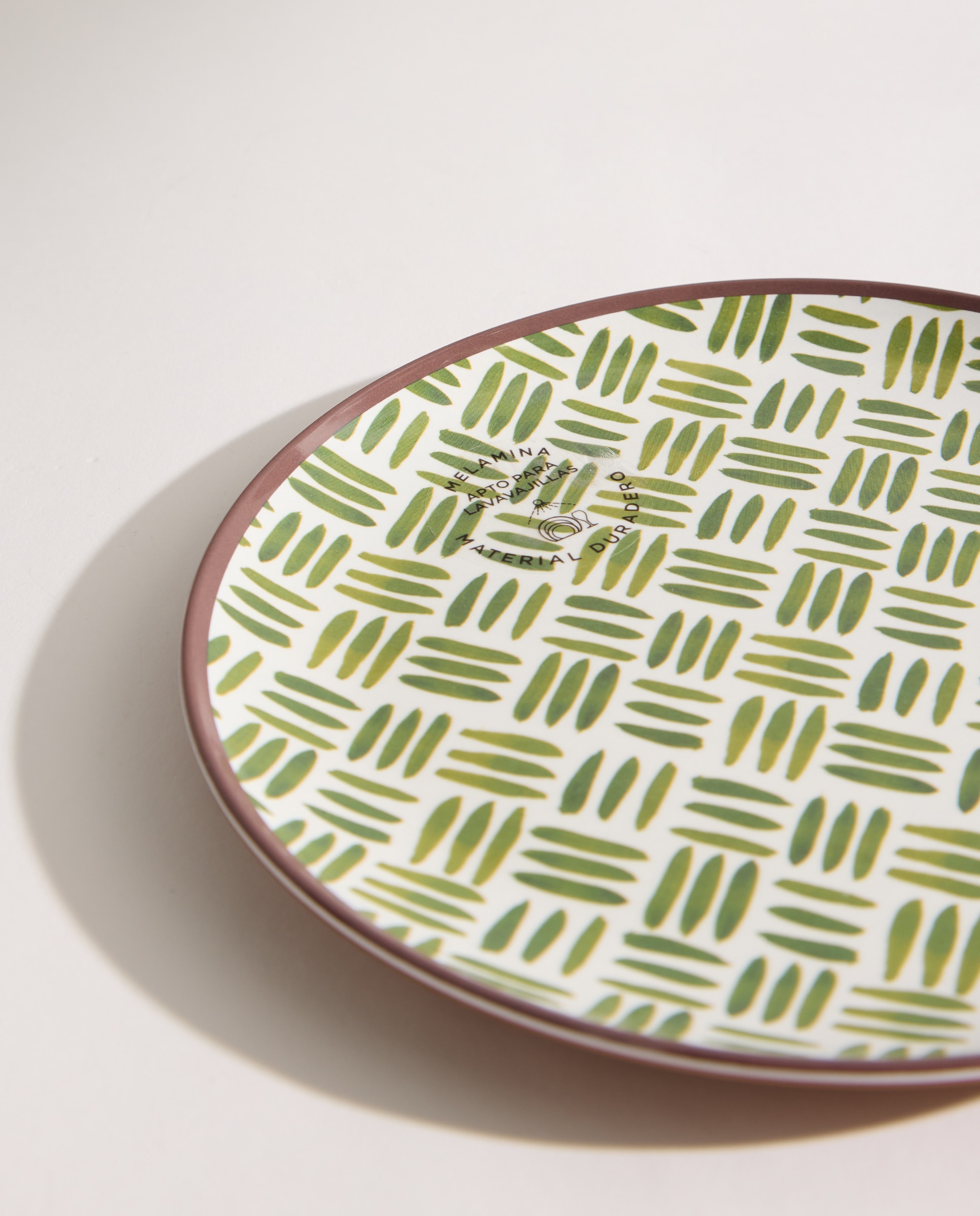 Plato de postre de melamina para exterior bambú Ethno Verde-4