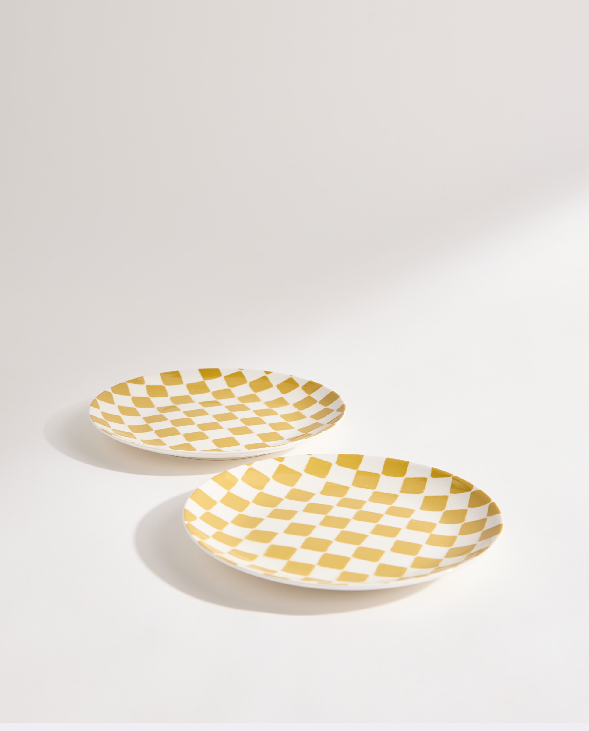 Set de 2 platos de postre Damero Amarillo-2