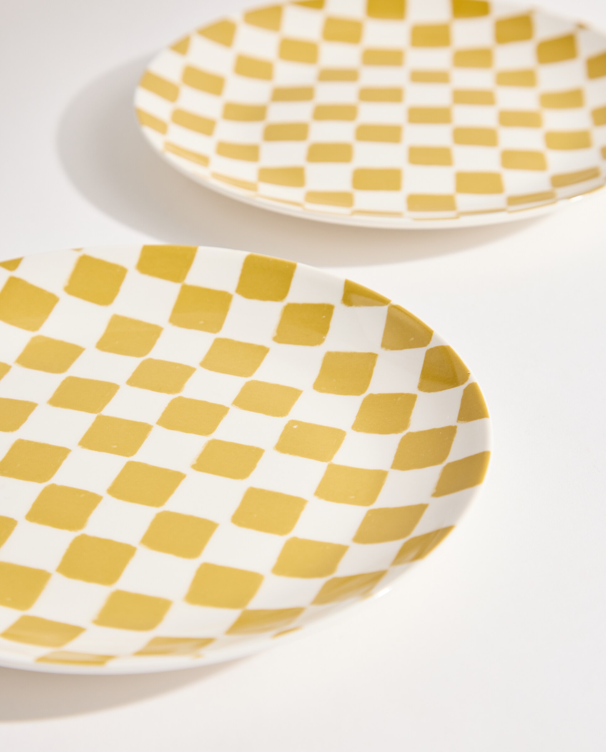 Set de 2 platos de postre Damero Amarillo-4