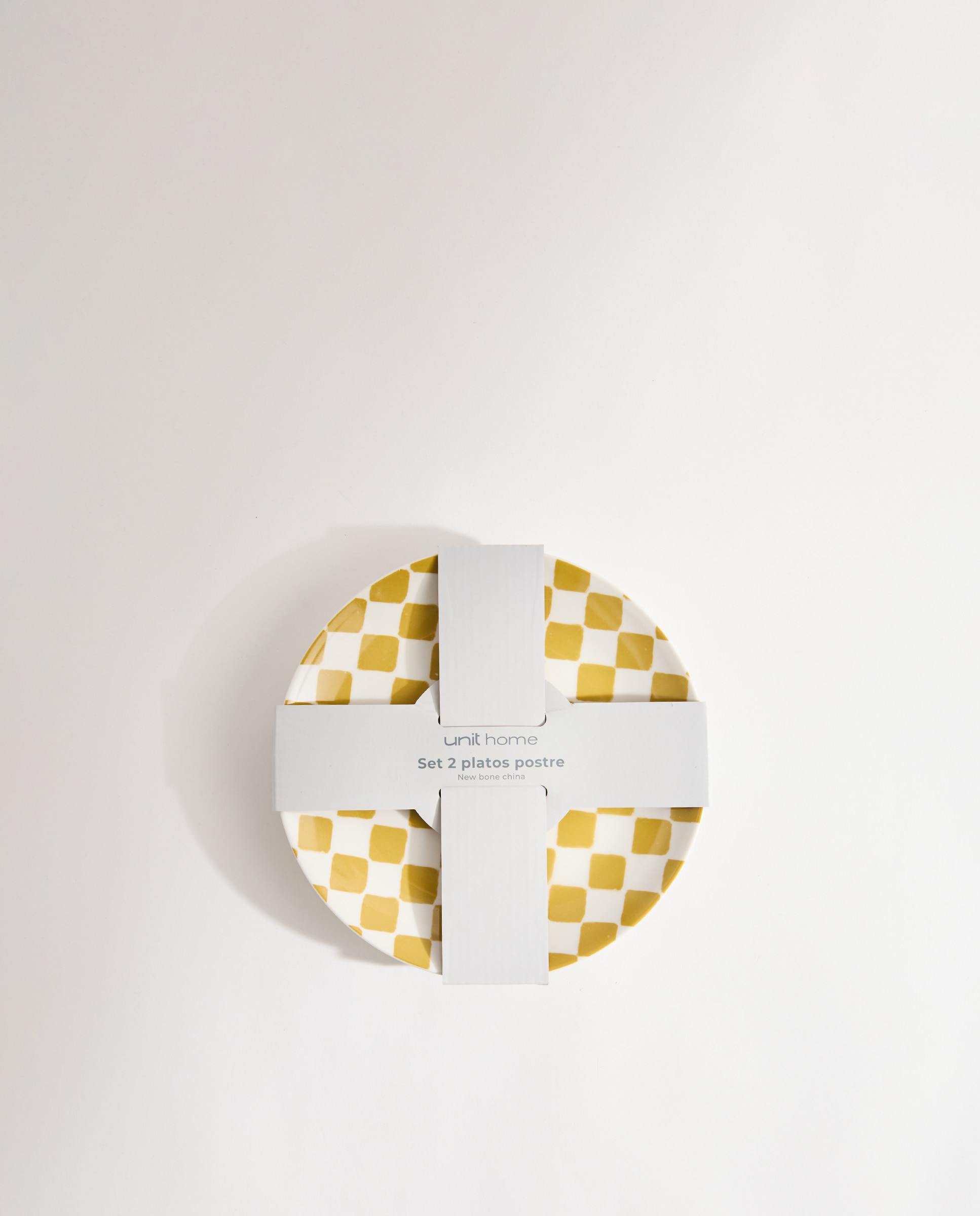 Set de 2 platos de postre Damero Amarillo-5