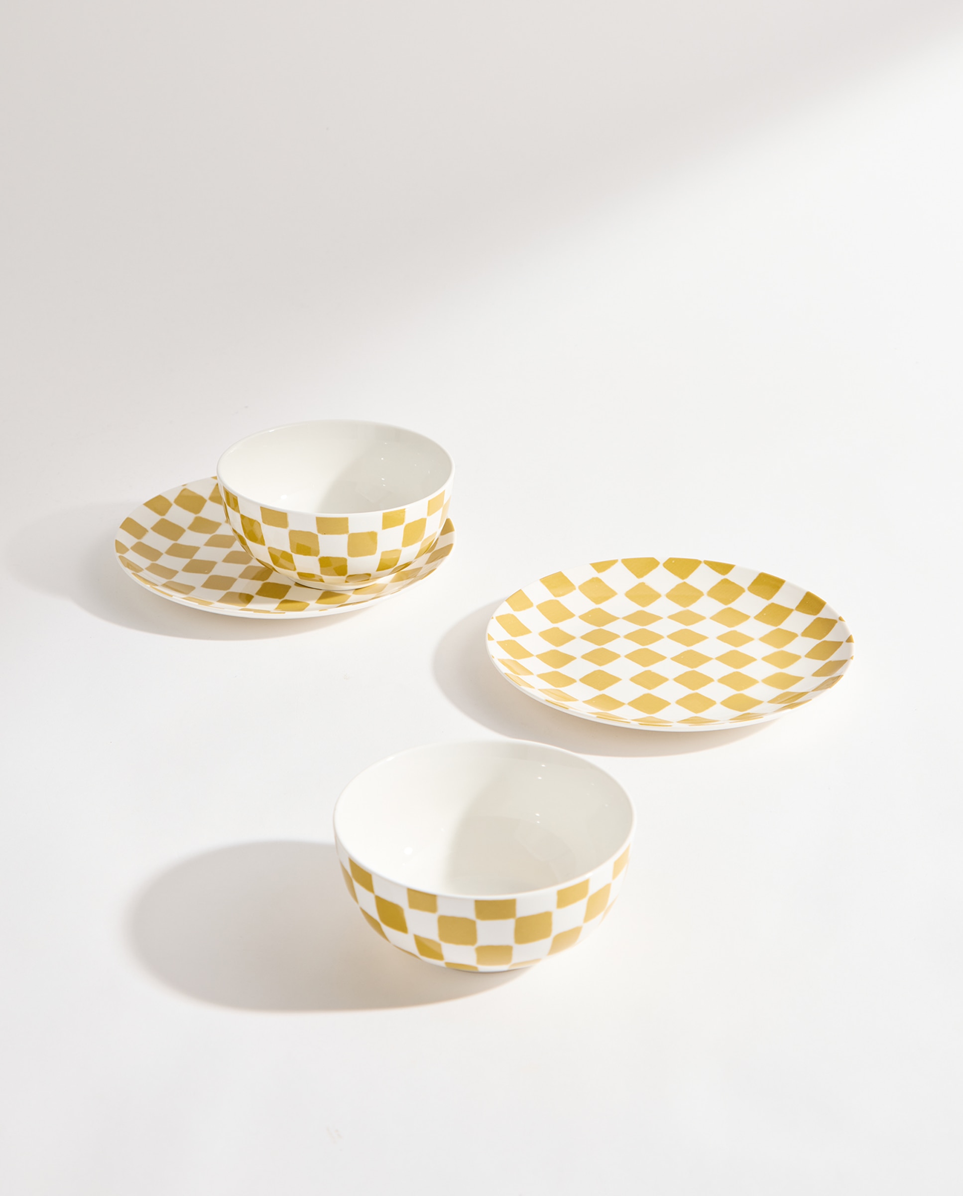 Set de 2 platos de postre Damero Amarillo-6