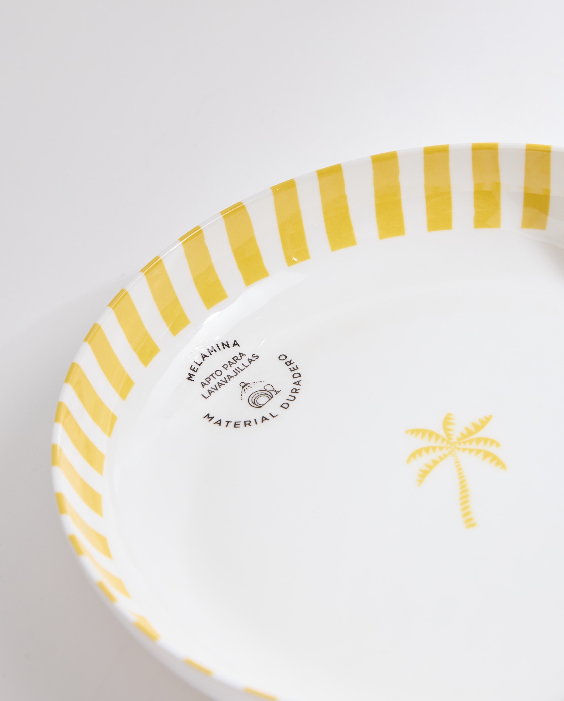 Plato hondo de melamina para exterior Palmera Pacífico Amarillo-4