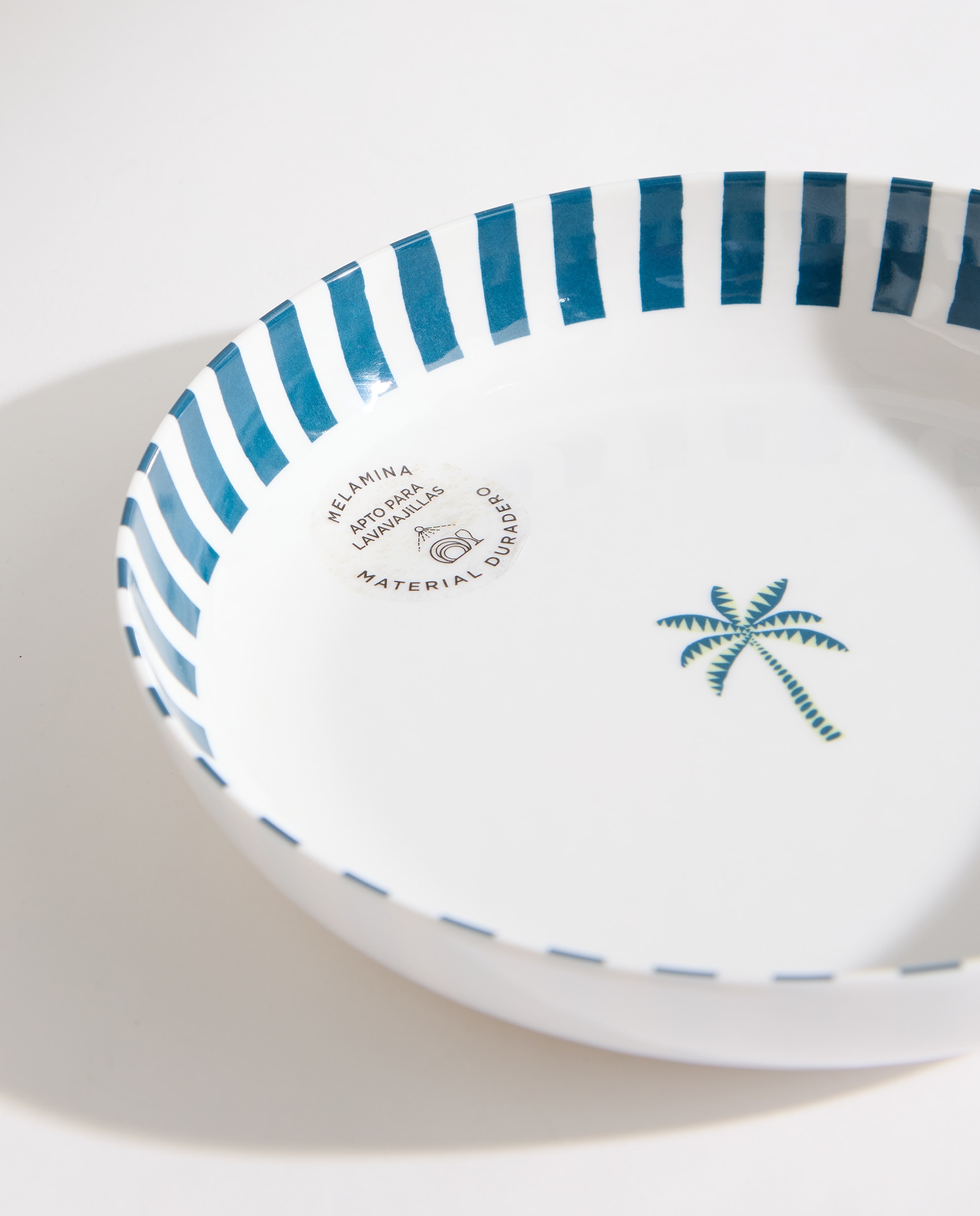 Plato hondo de melamina para exterior Palmera Pacífico Azul-4