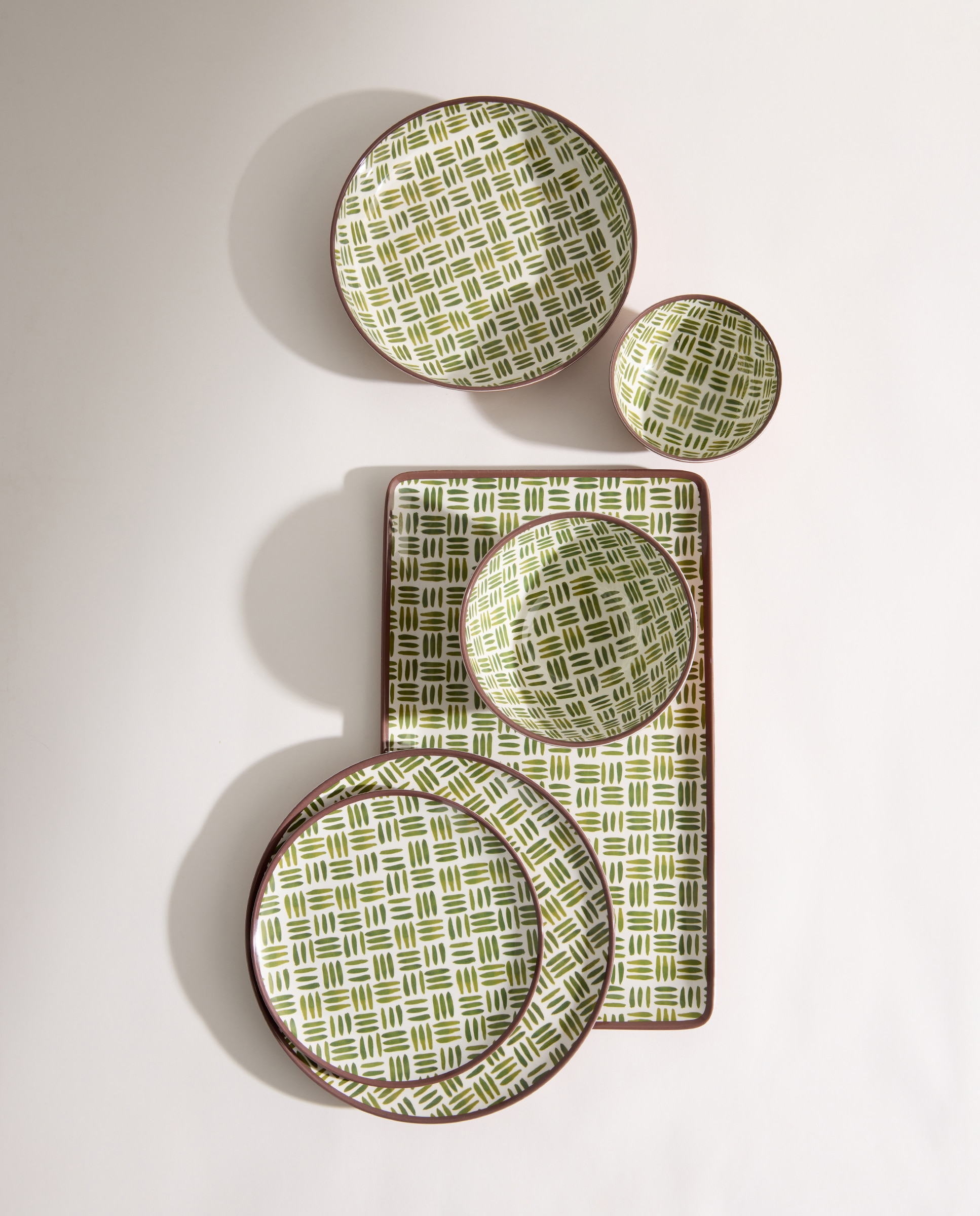 Plato hondo de melamina para exterior bambú Ethno Verde-5