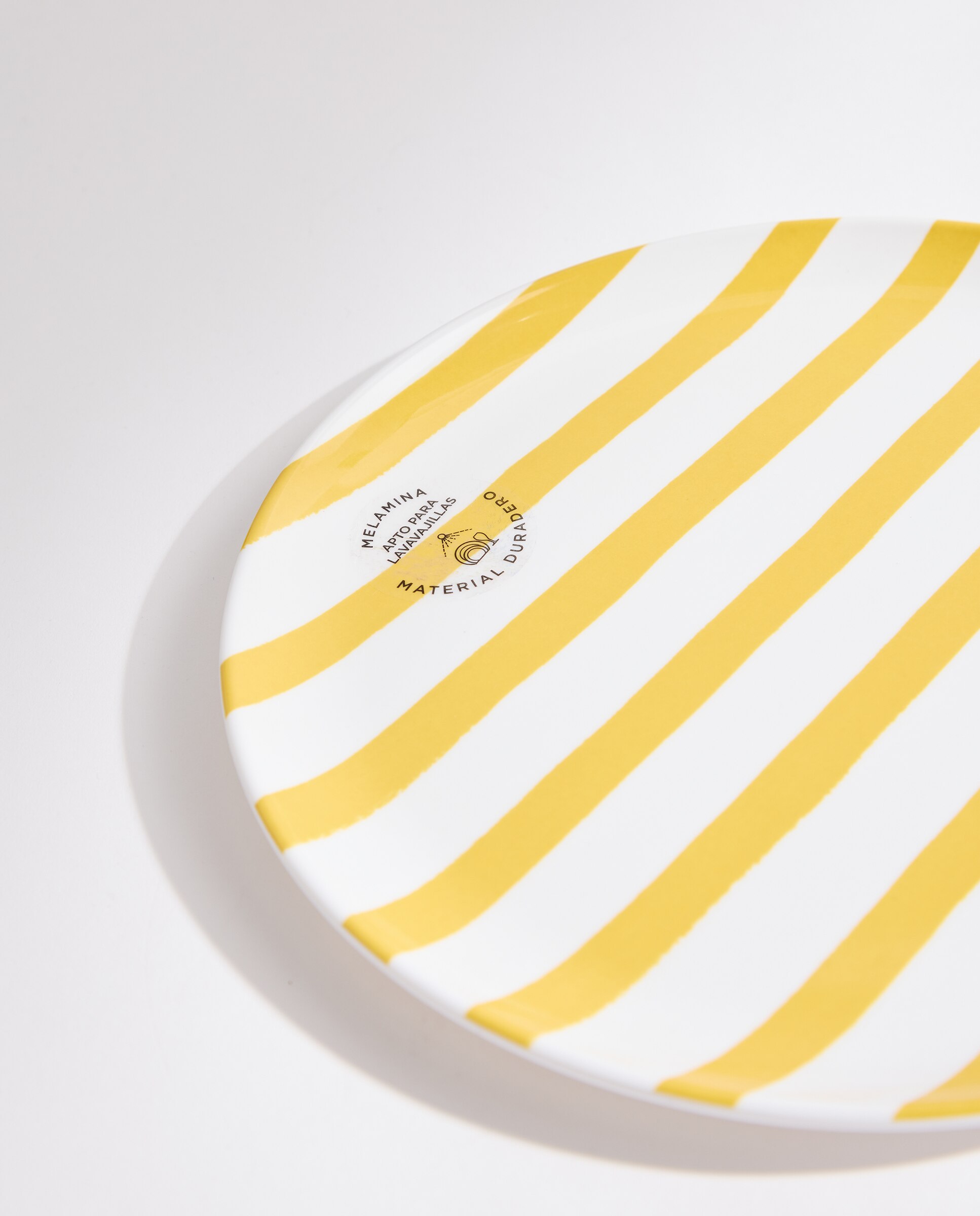Plato llano de melamina para exterior Rayas Pacífico Amarillo-4