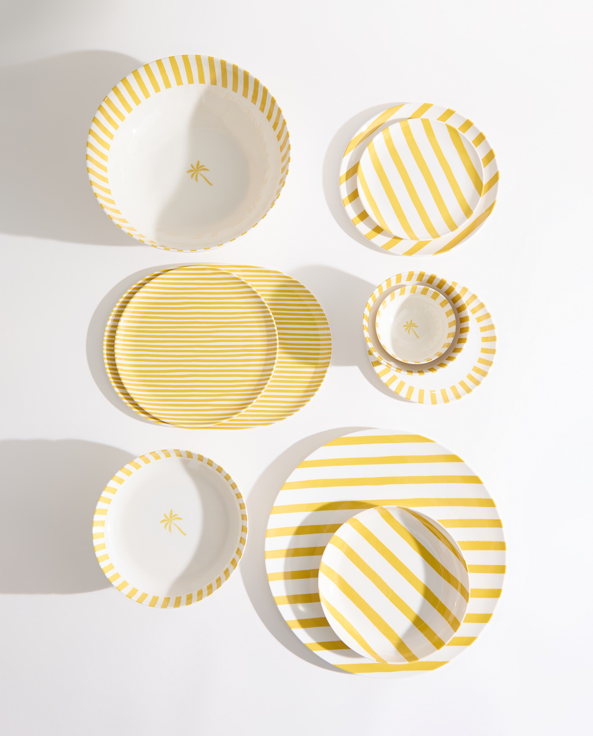 Plato llano de melamina para exterior Rayas Pacífico Amarillo-6