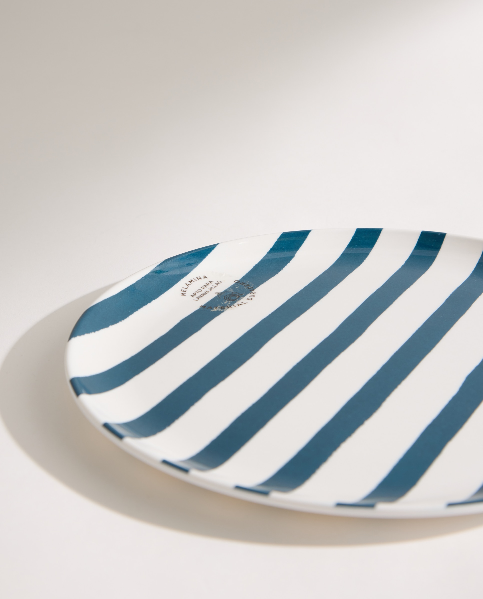 Plato llano de melamina para exterior Rayas Pacífico Azul-4