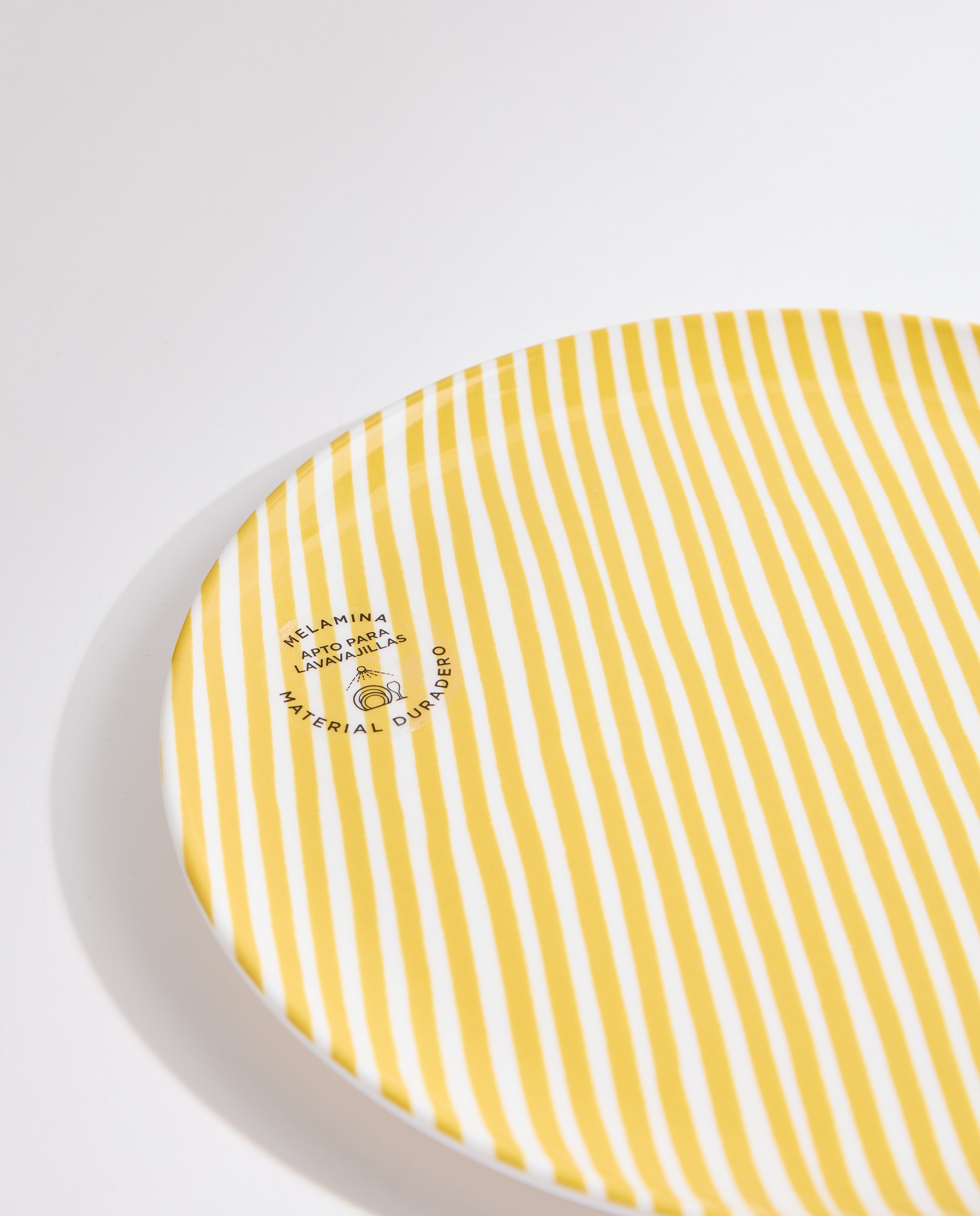 Plato llano de melamina para exterior Rayas Pacífico Amarillo-4