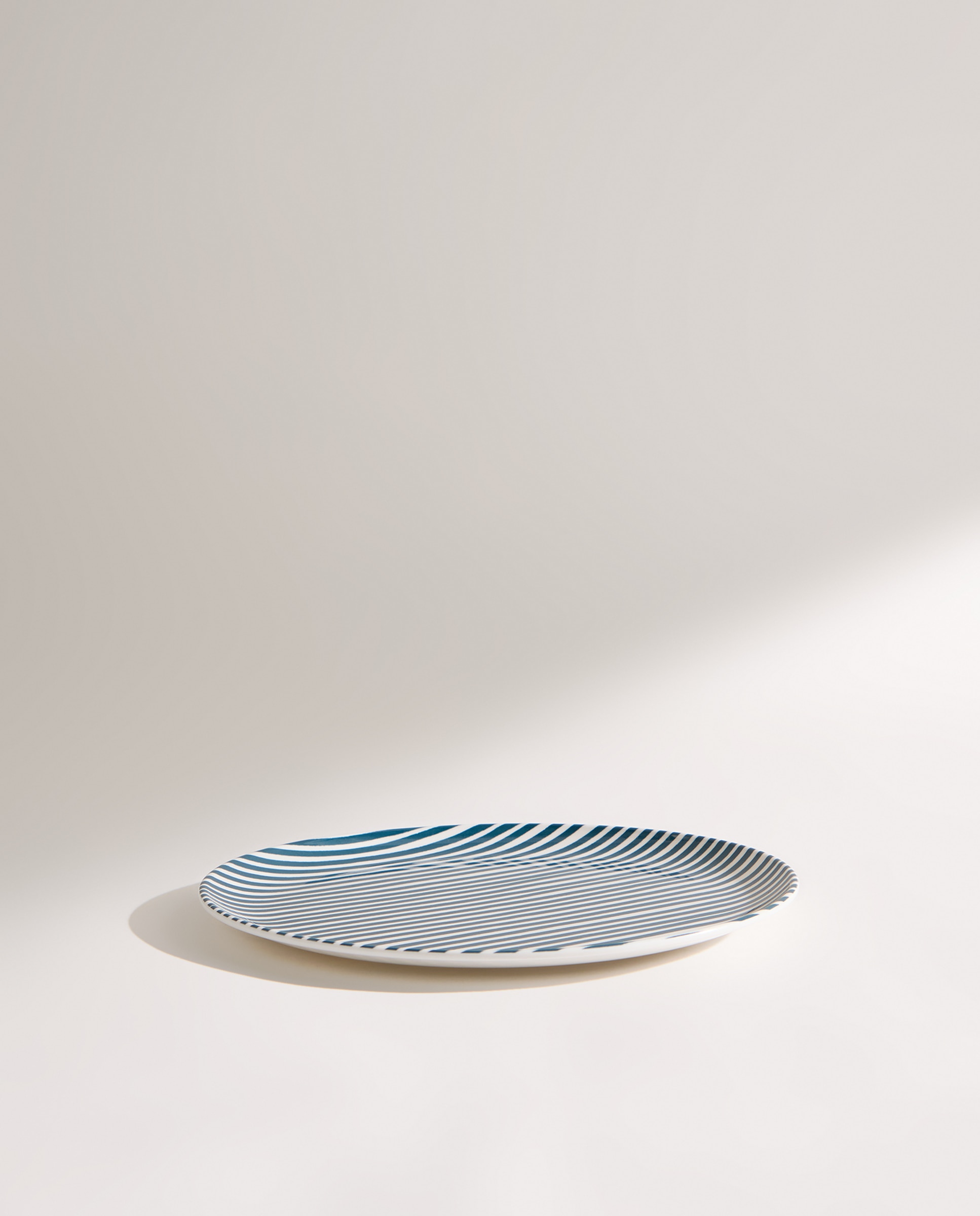 Plato llano de melamina para exterior Rayas Pacífico Azul-3