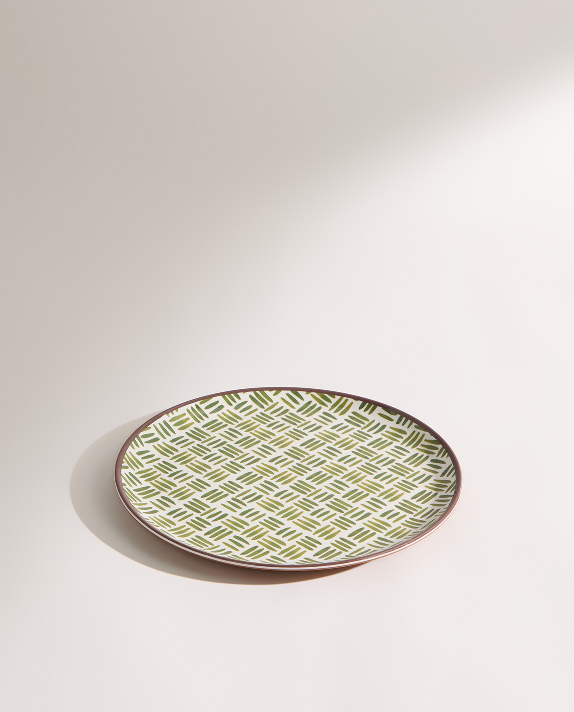 Plato llano de melamina para exterior bambú Ethno Verde-2