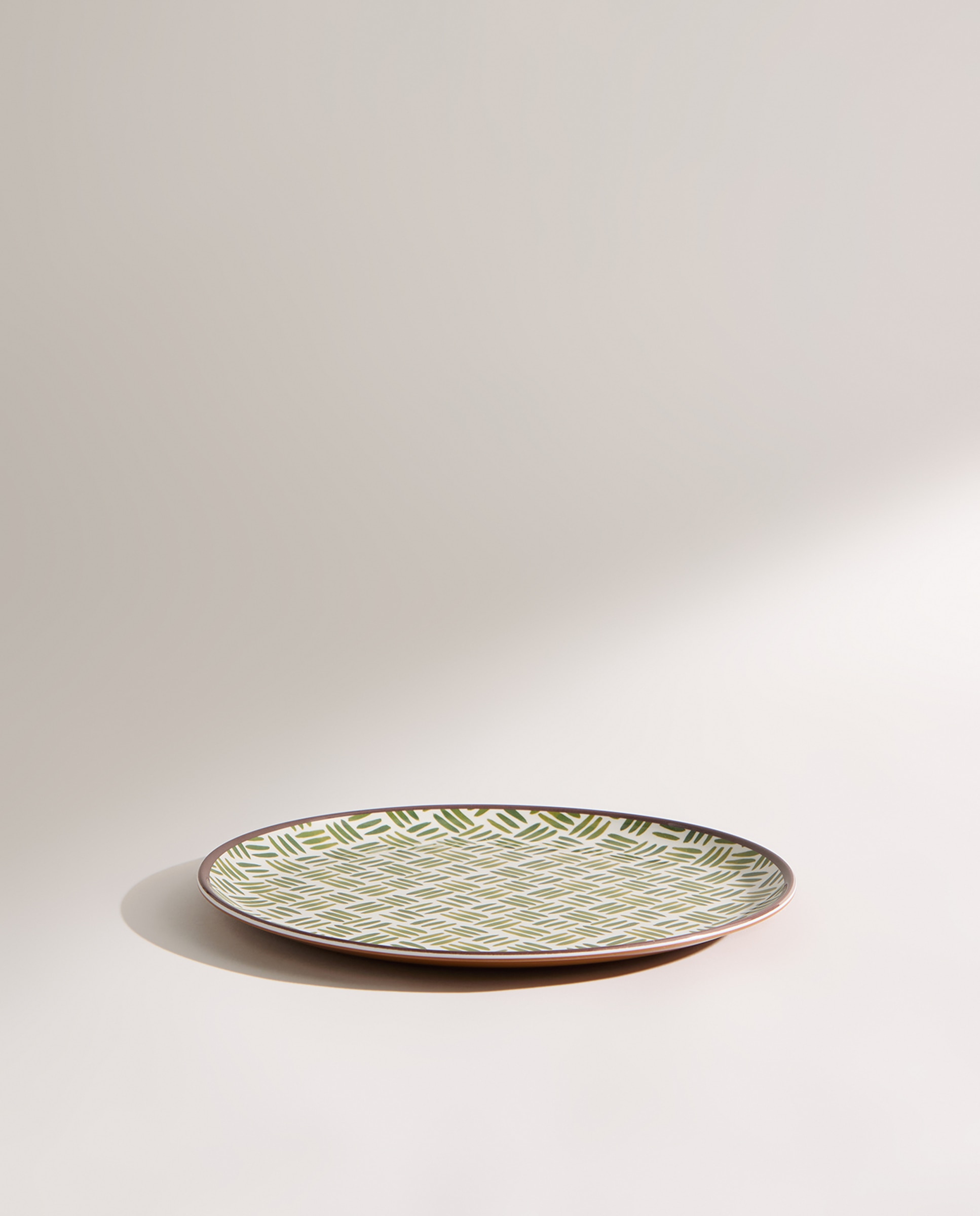 Plato llano de melamina para exterior bambú Ethno Verde-3