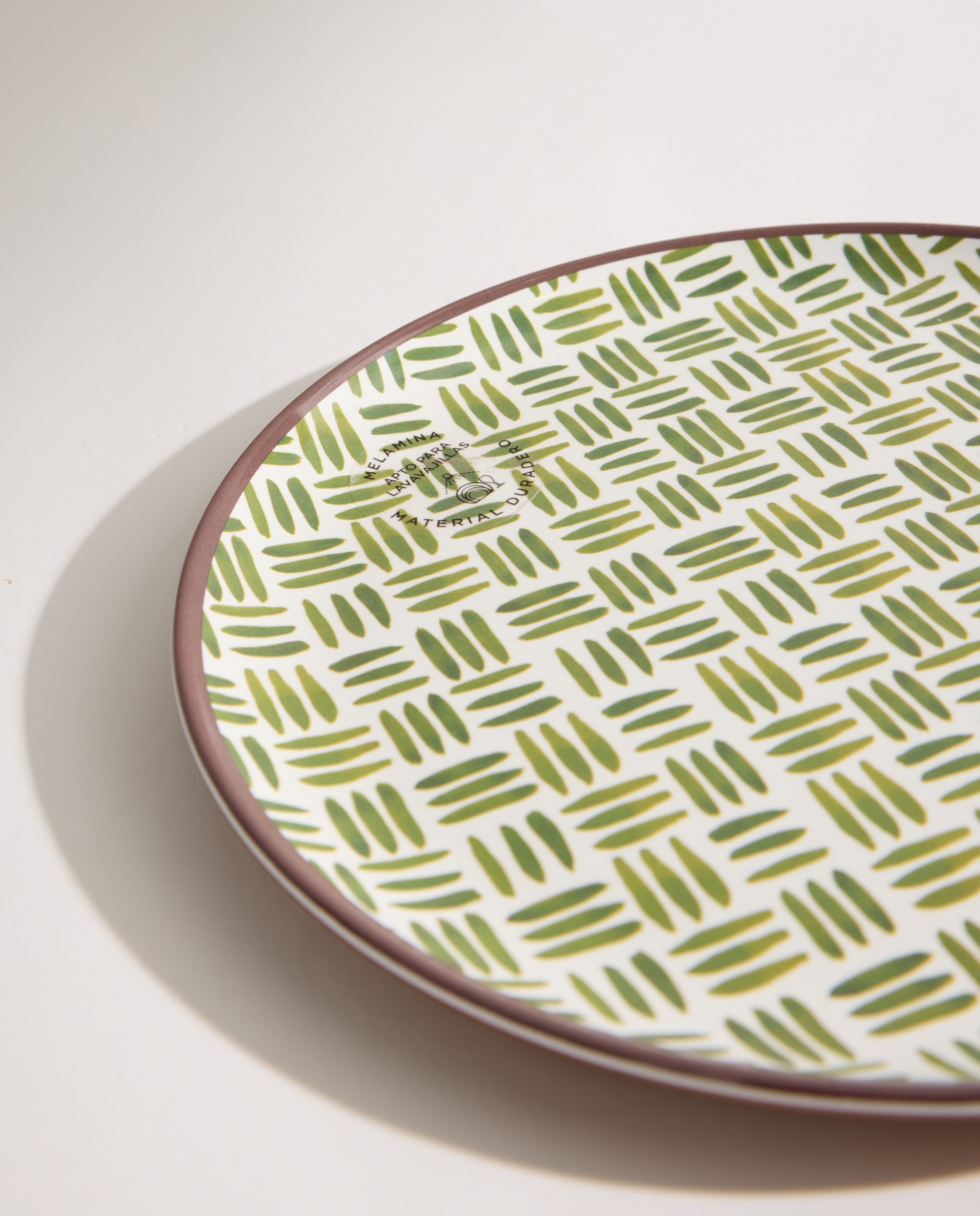 Plato llano de melamina para exterior bambú Ethno Verde-4