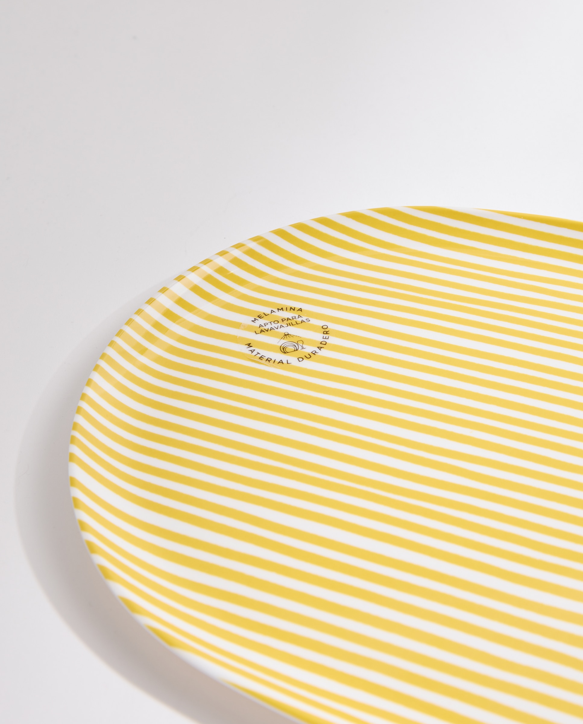 Fuente redonda de melamina para exterior Rayas Pacífico Amarillo-5