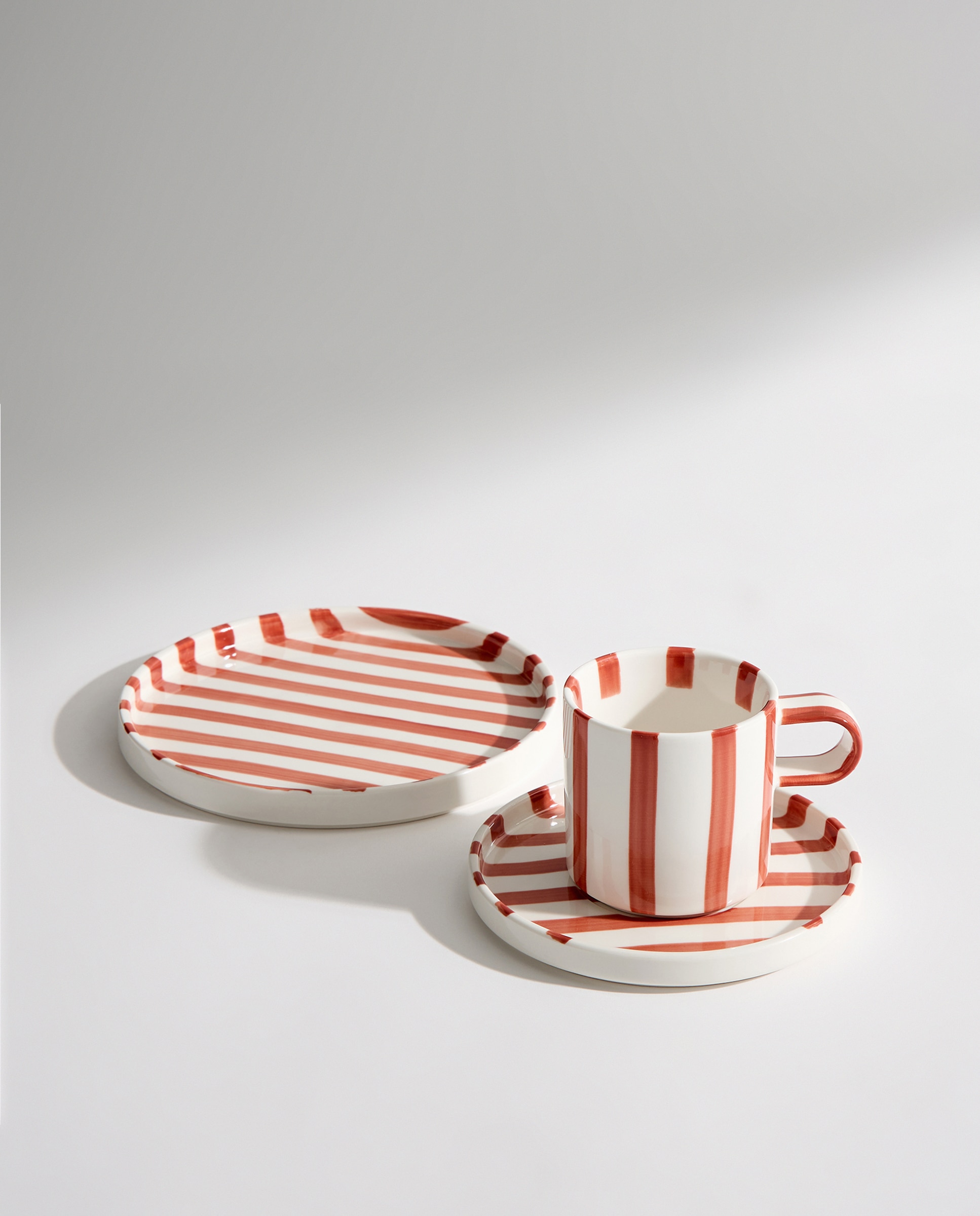 Set de desayuno de 3 piezas Rayas Rojo-3