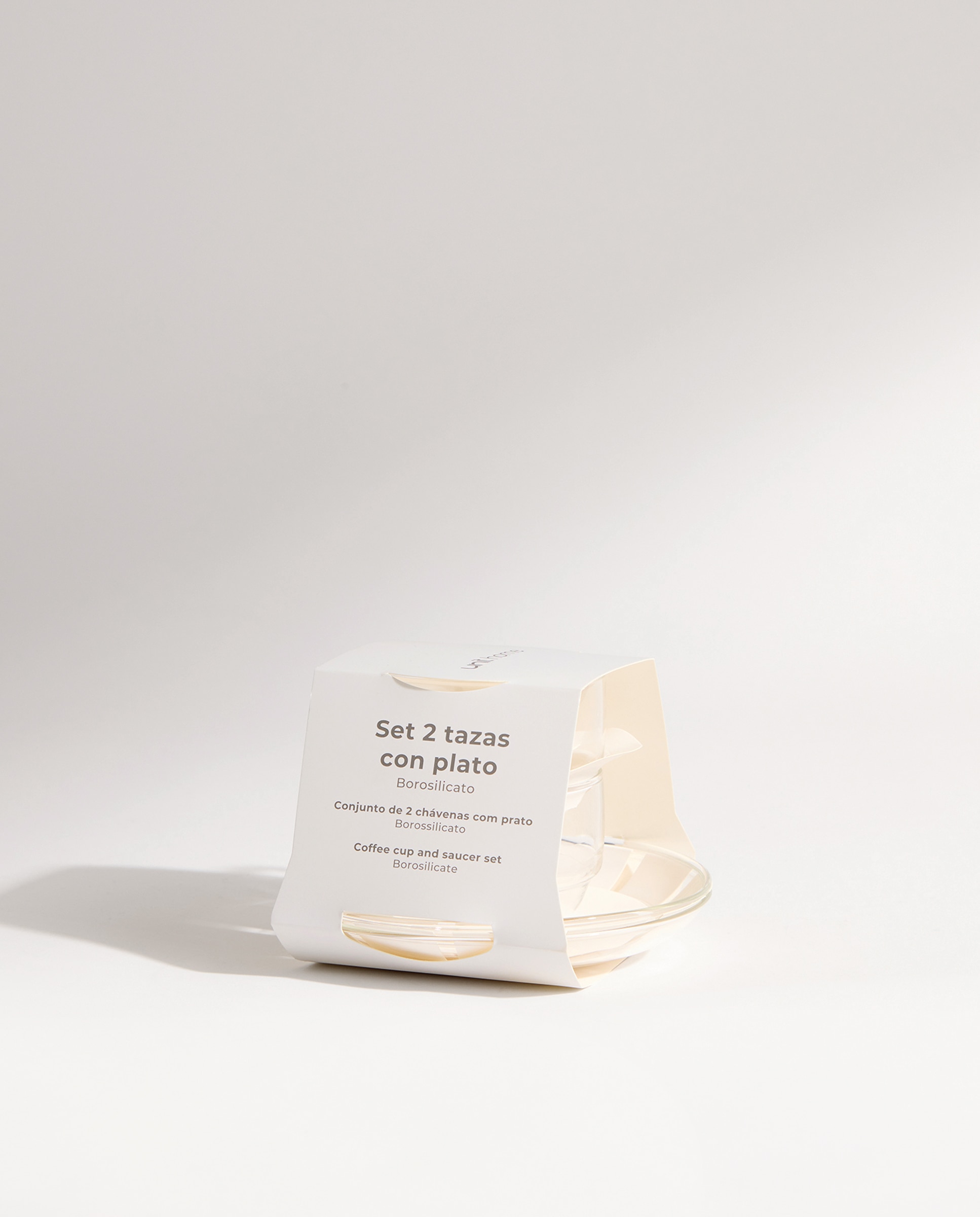 Set de 2 tazas de café con plato Lyon Transparente-5