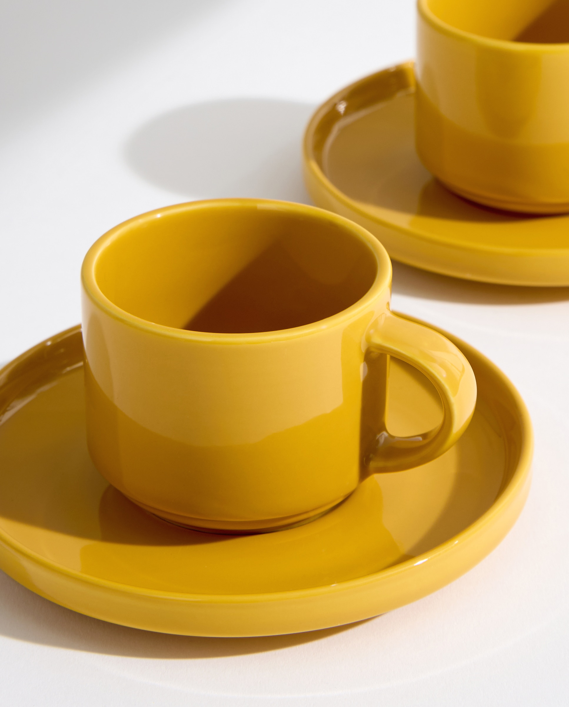 Set de 2 tazas de café con plato Siena Amarillo-3