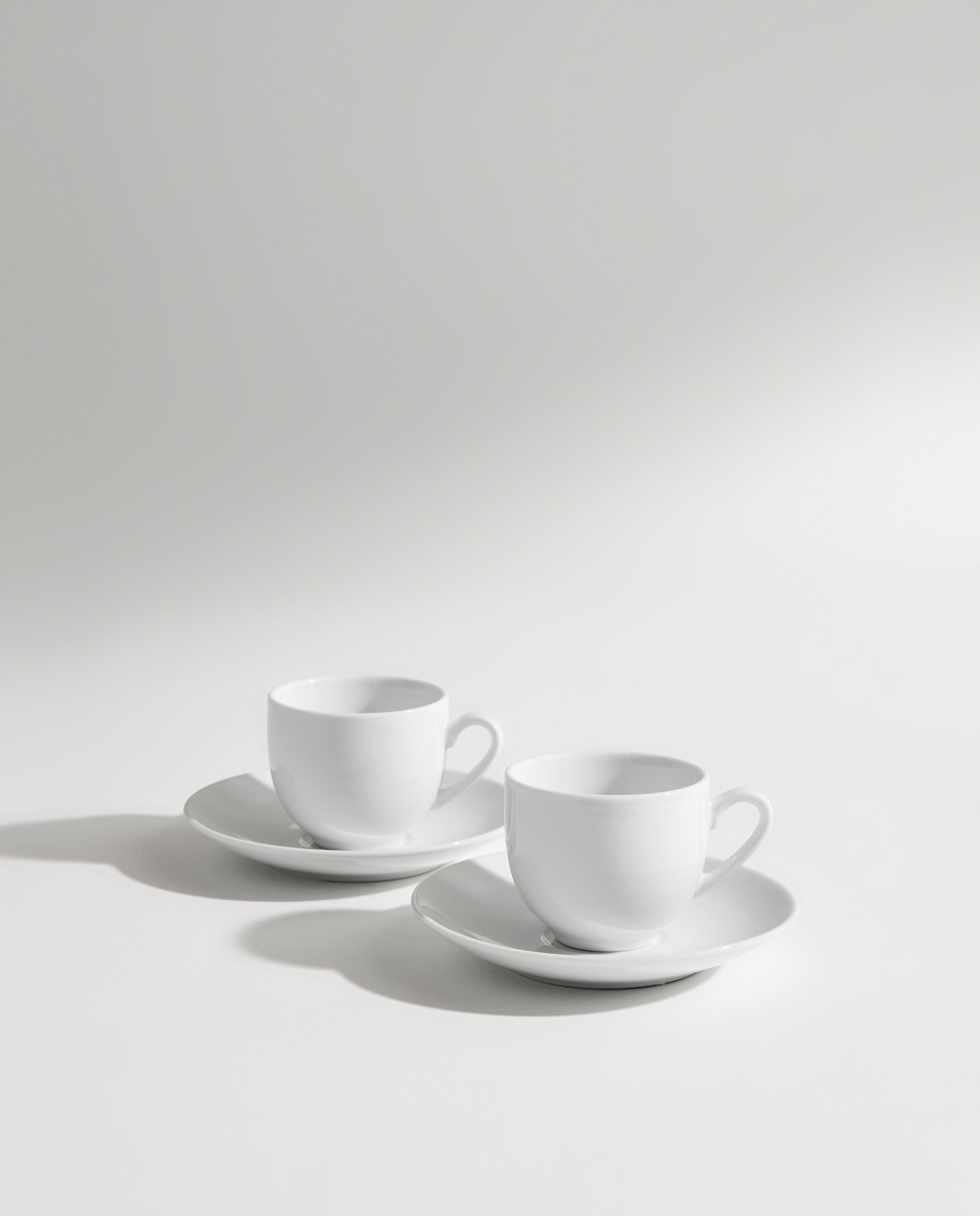 Set de 2 tazas de café con plato de porcelana Bianca Blanco-2
