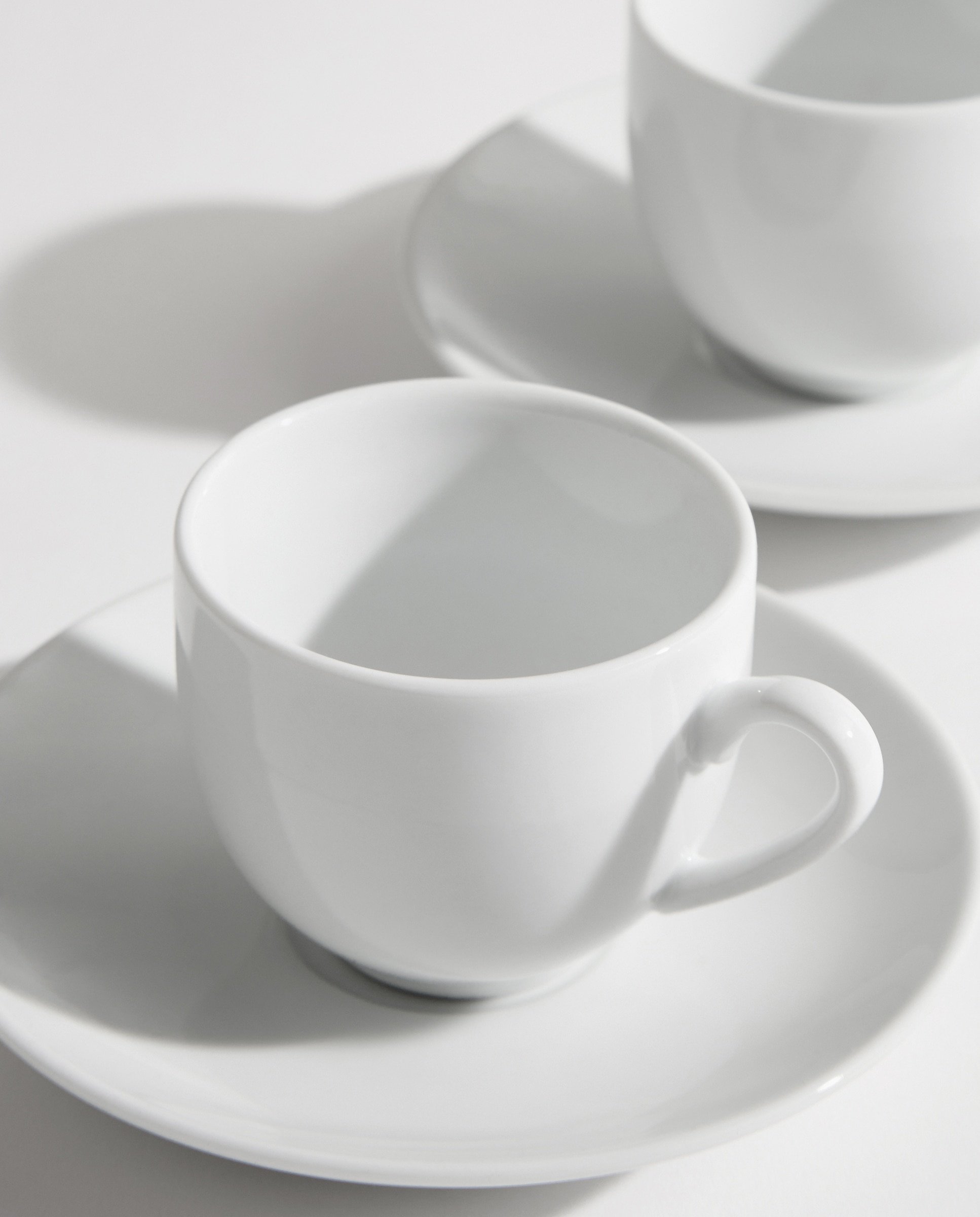 Set de 2 tazas de café con plato de porcelana Bianca Blanco-4