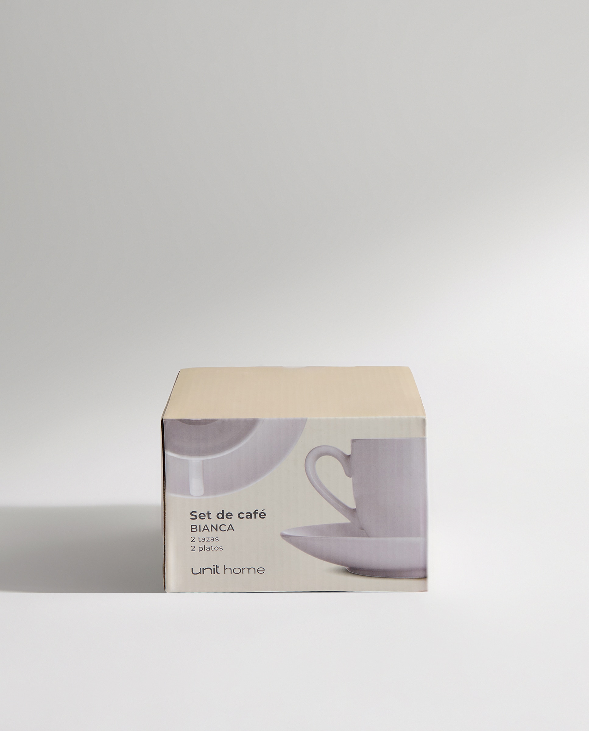 Set de 2 tazas de café con plato de porcelana Bianca Blanco-5
