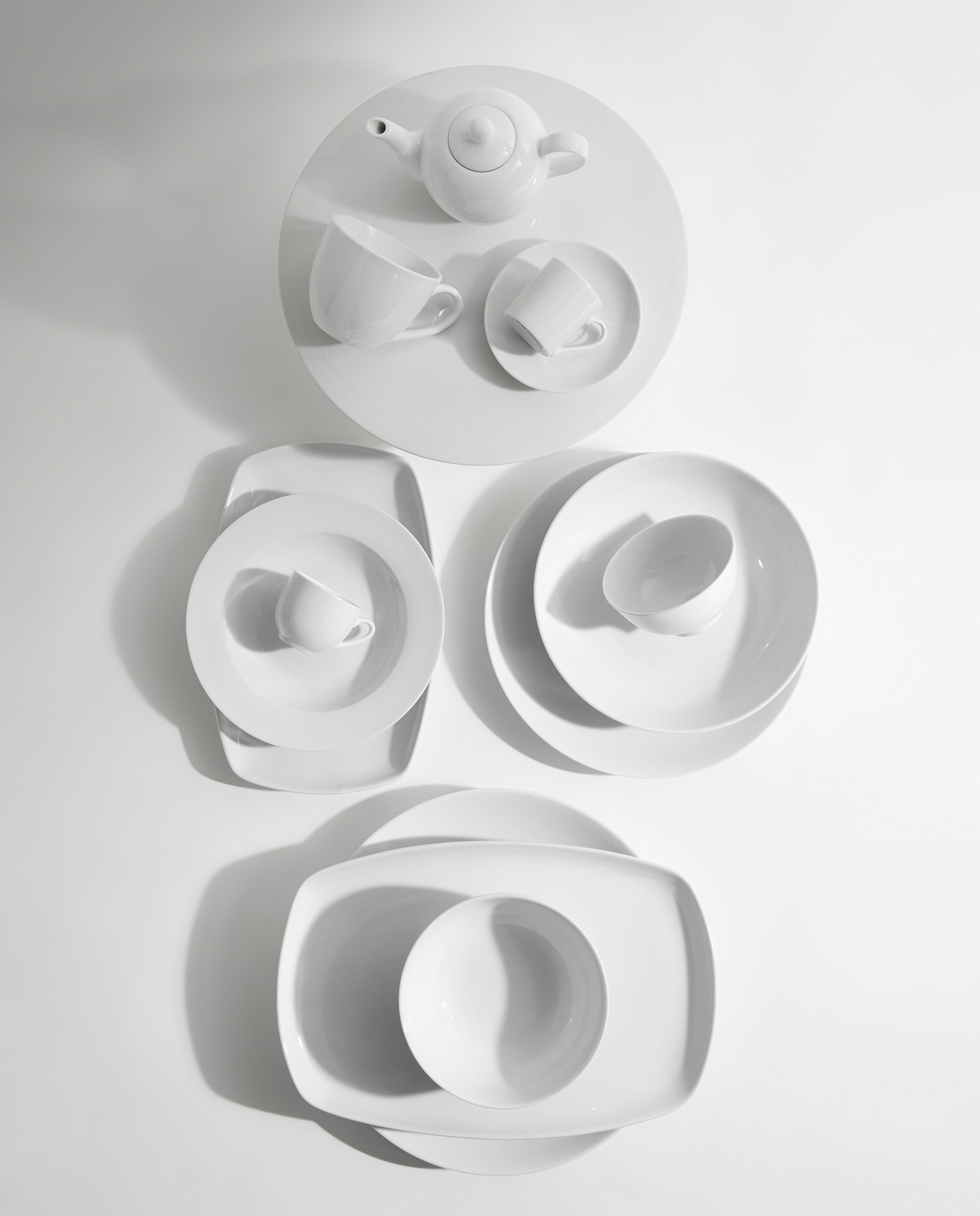 Set de 2 tazas de café con plato de porcelana Bianca Blanco-6