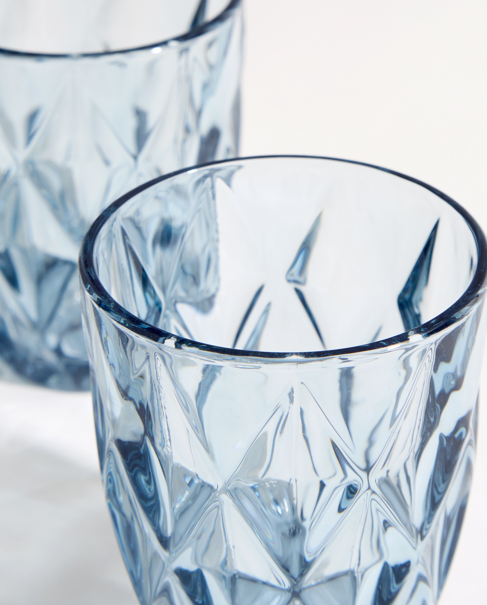 Set de 4 vasos bajos de agua Rombo Azul-2