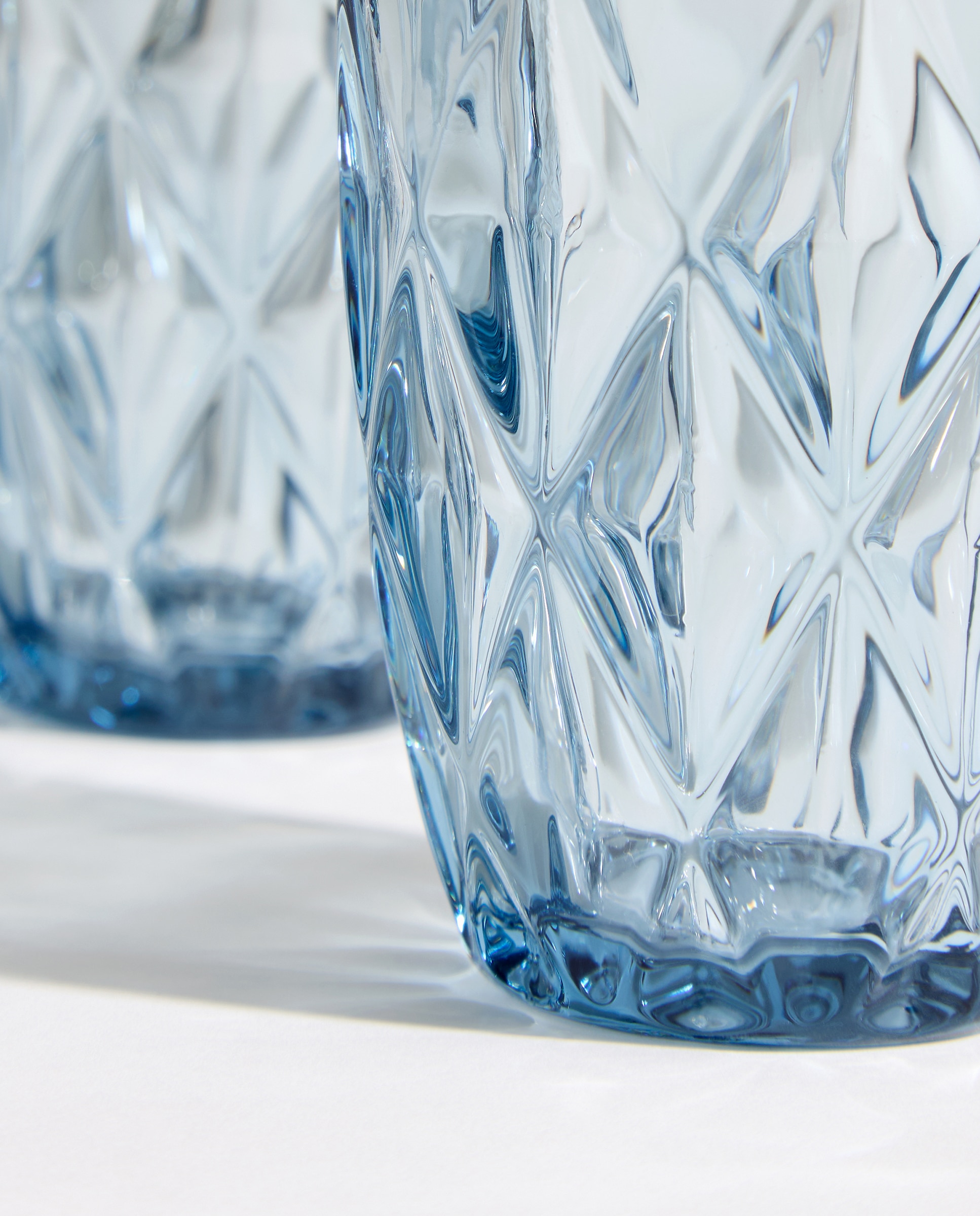 Set de 4 vasos bajos de agua Rombo Azul-3