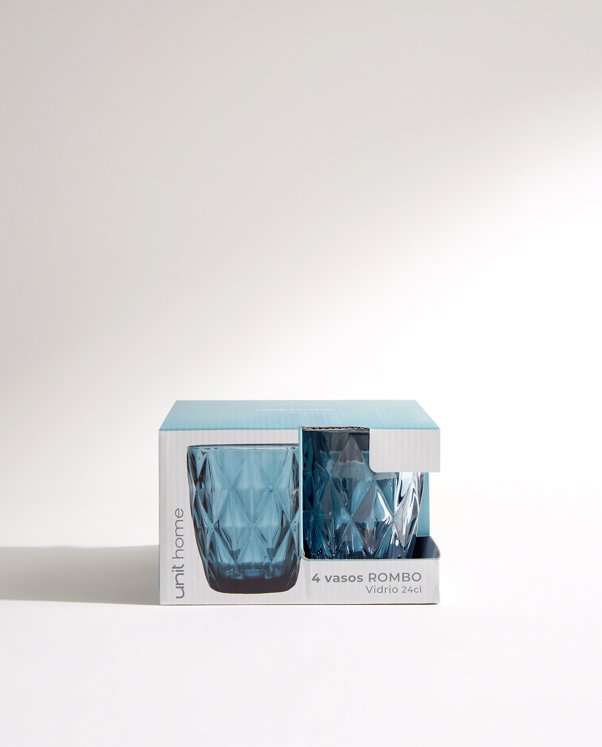 Set de 4 vasos bajos de agua Rombo Azul-5