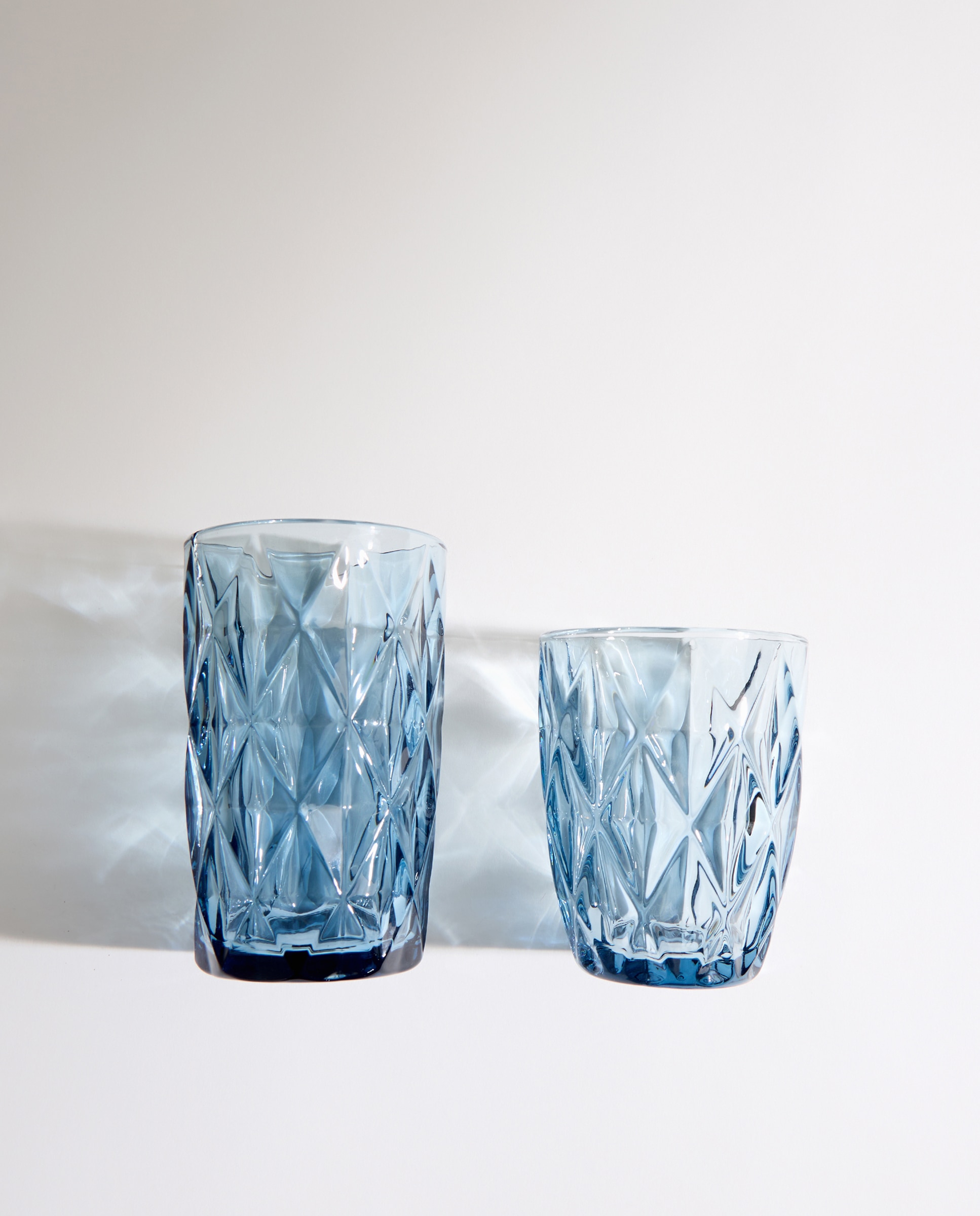 Set de 4 vasos bajos de agua Rombo Azul-6