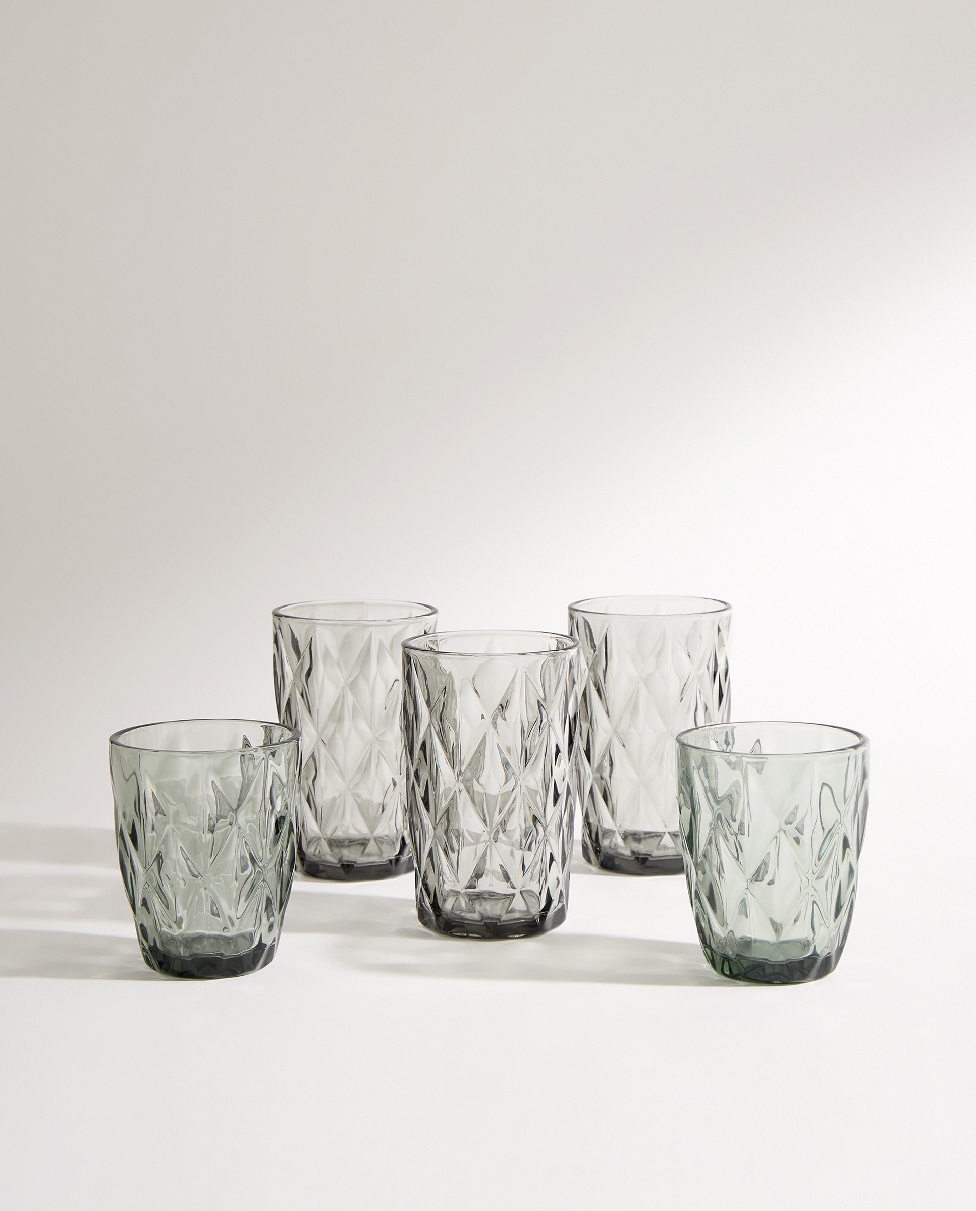 Set de 4 vasos bajos de agua Rombo Gris claro-6
