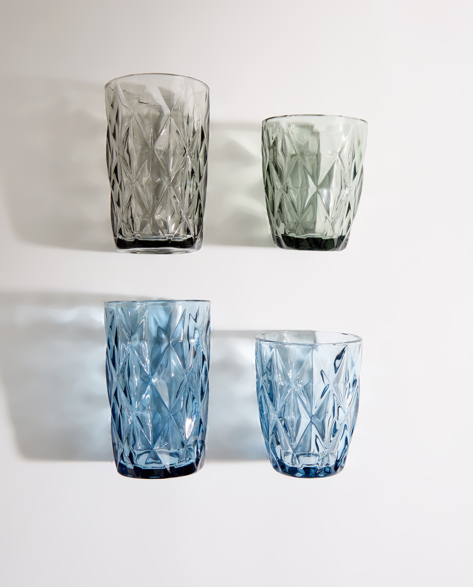 Set de 4 vasos bajos de agua Rombo Gris claro-7
