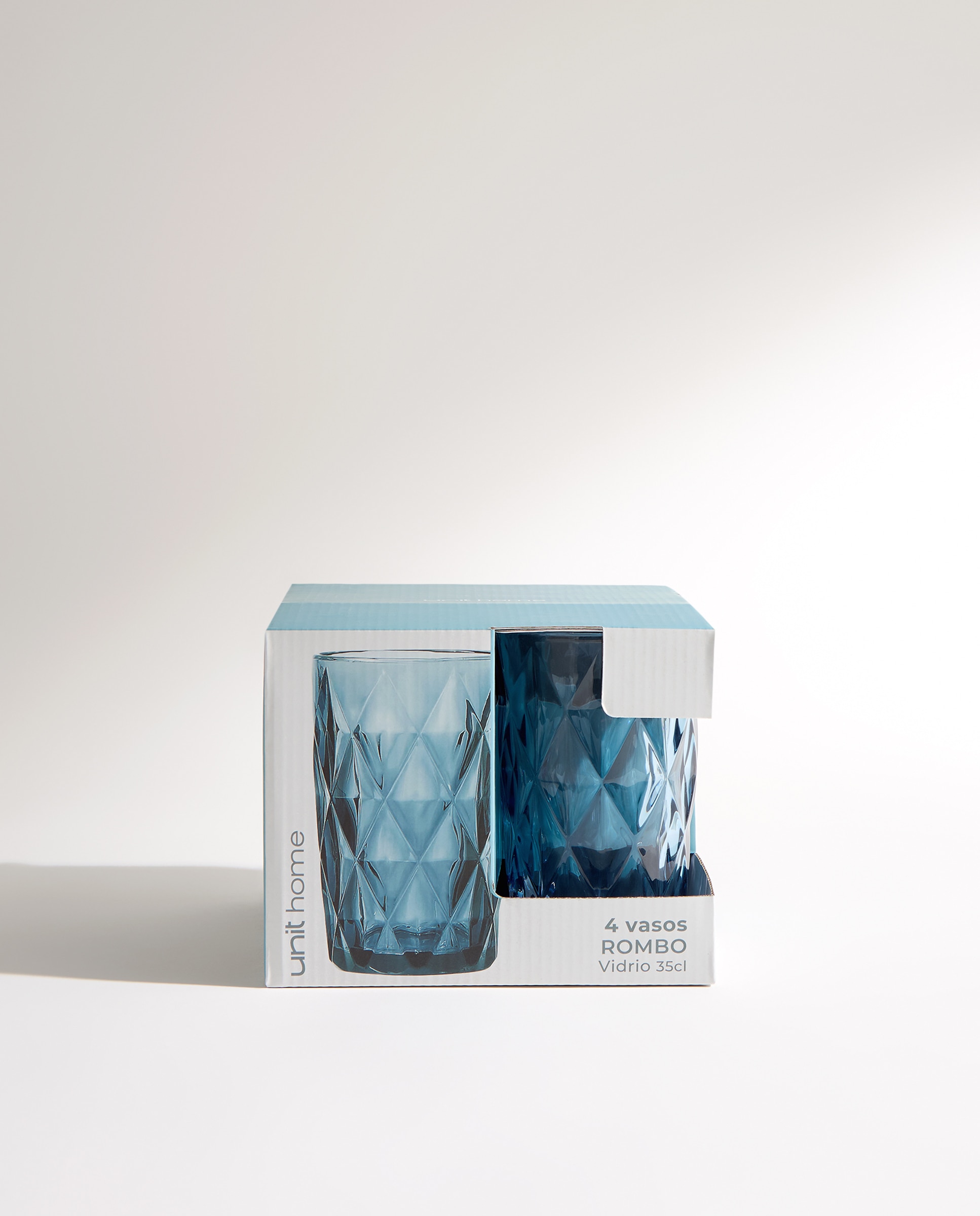Set de 4 vasos altos de agua Rombo Azul-5