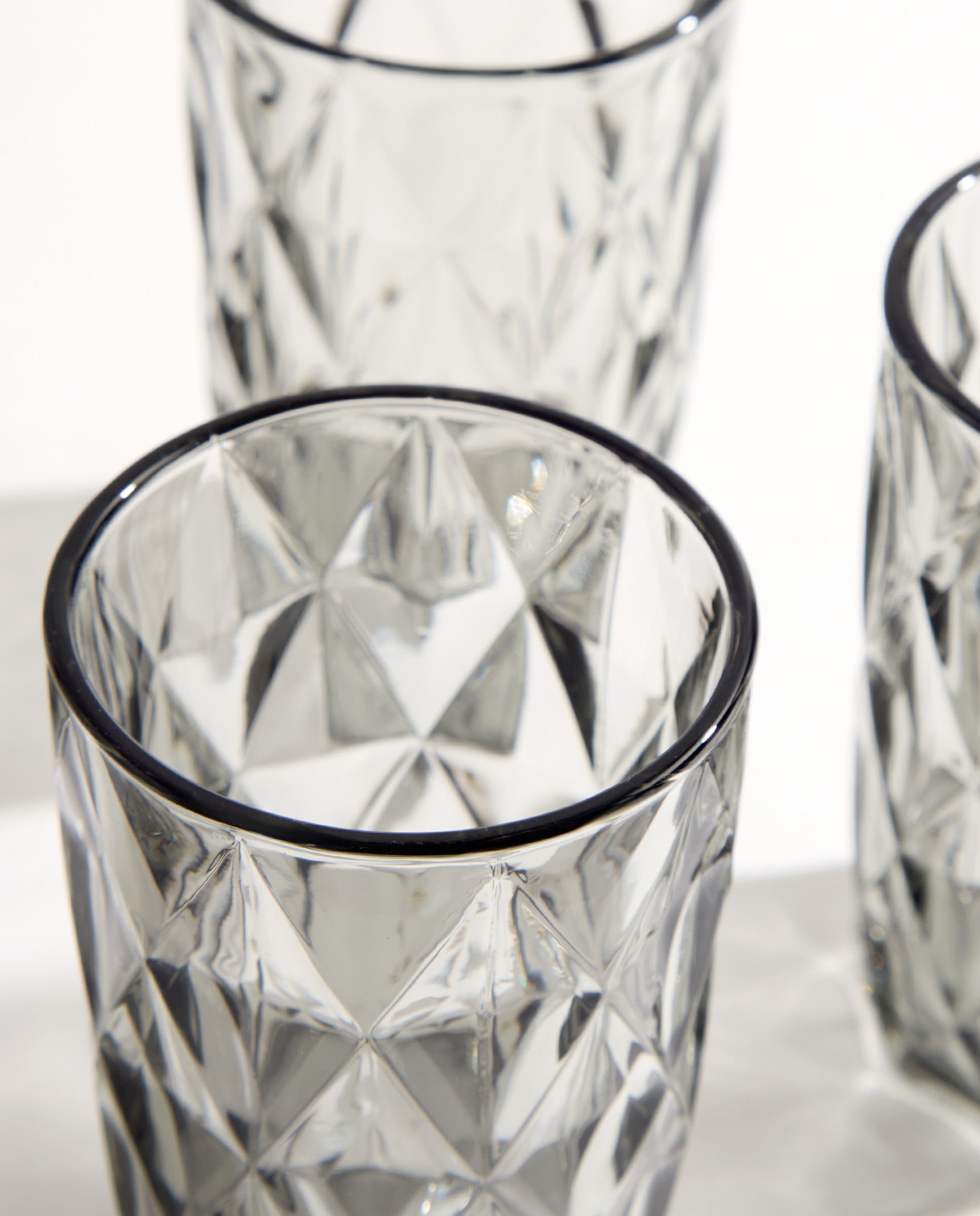 Set de 4 vasos altos de agua Rombo Gris claro-2