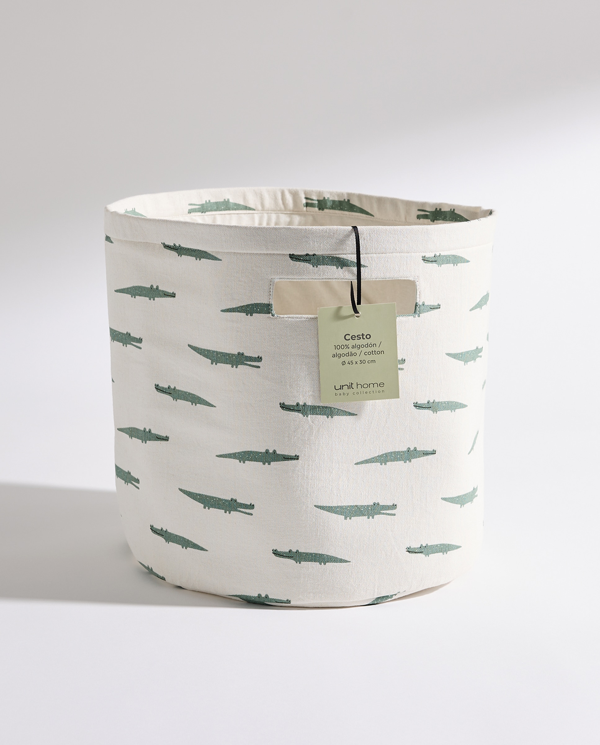 Cesto canvas infantil Cocodrilo Verde-4