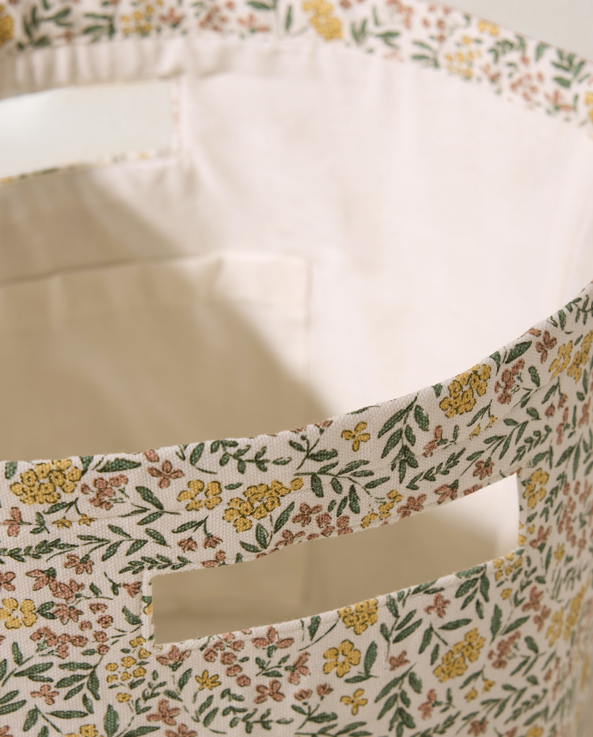 Cesto canvas infantil Flores Mostaza-2