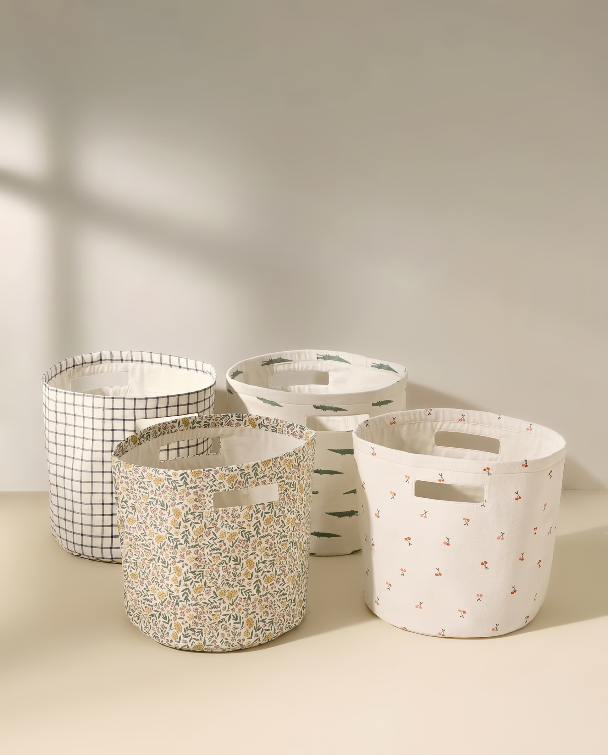 Cesto canvas infantil Flores Mostaza-5