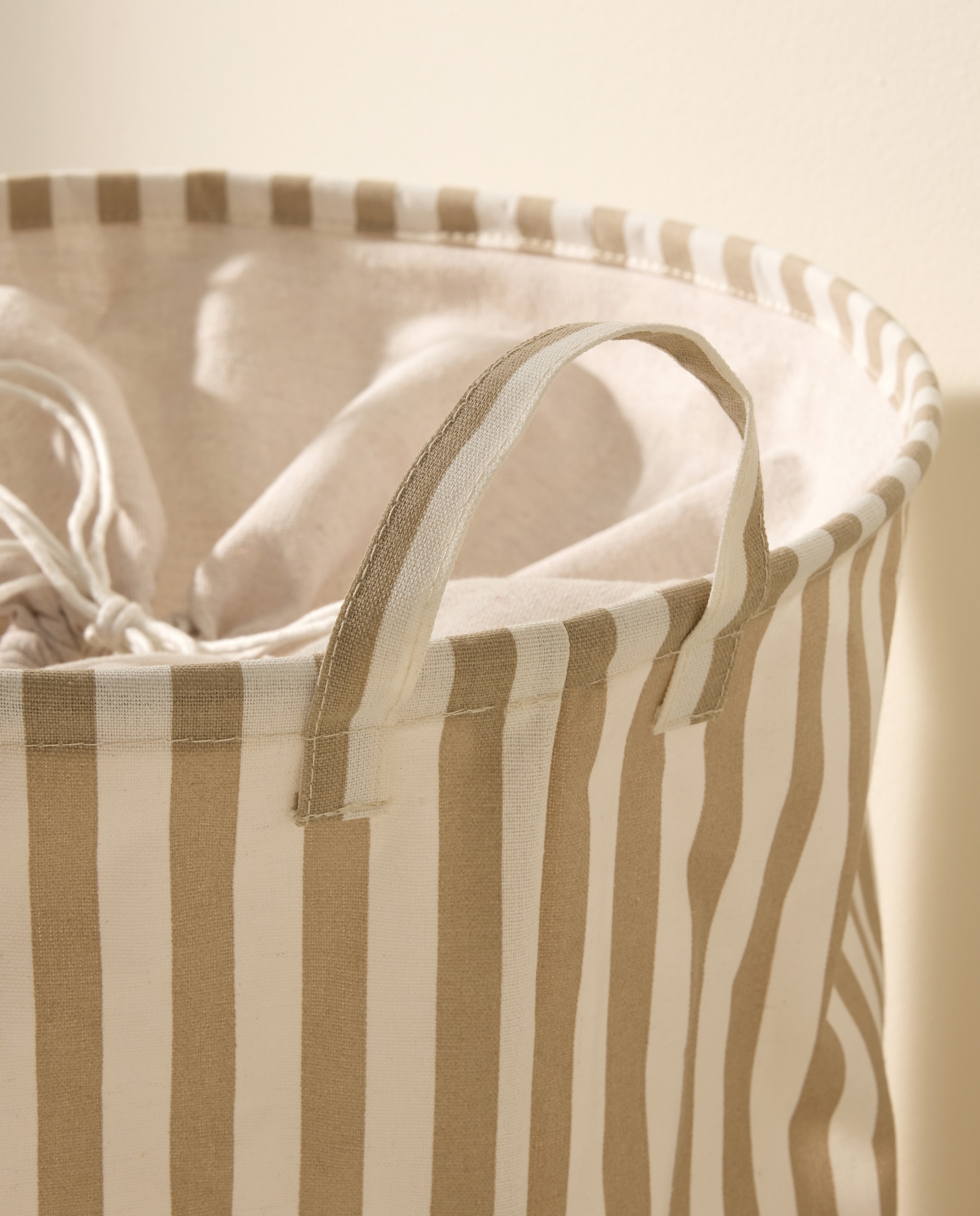Cesto de ropa plegable Rayas beige Baño Beige-3