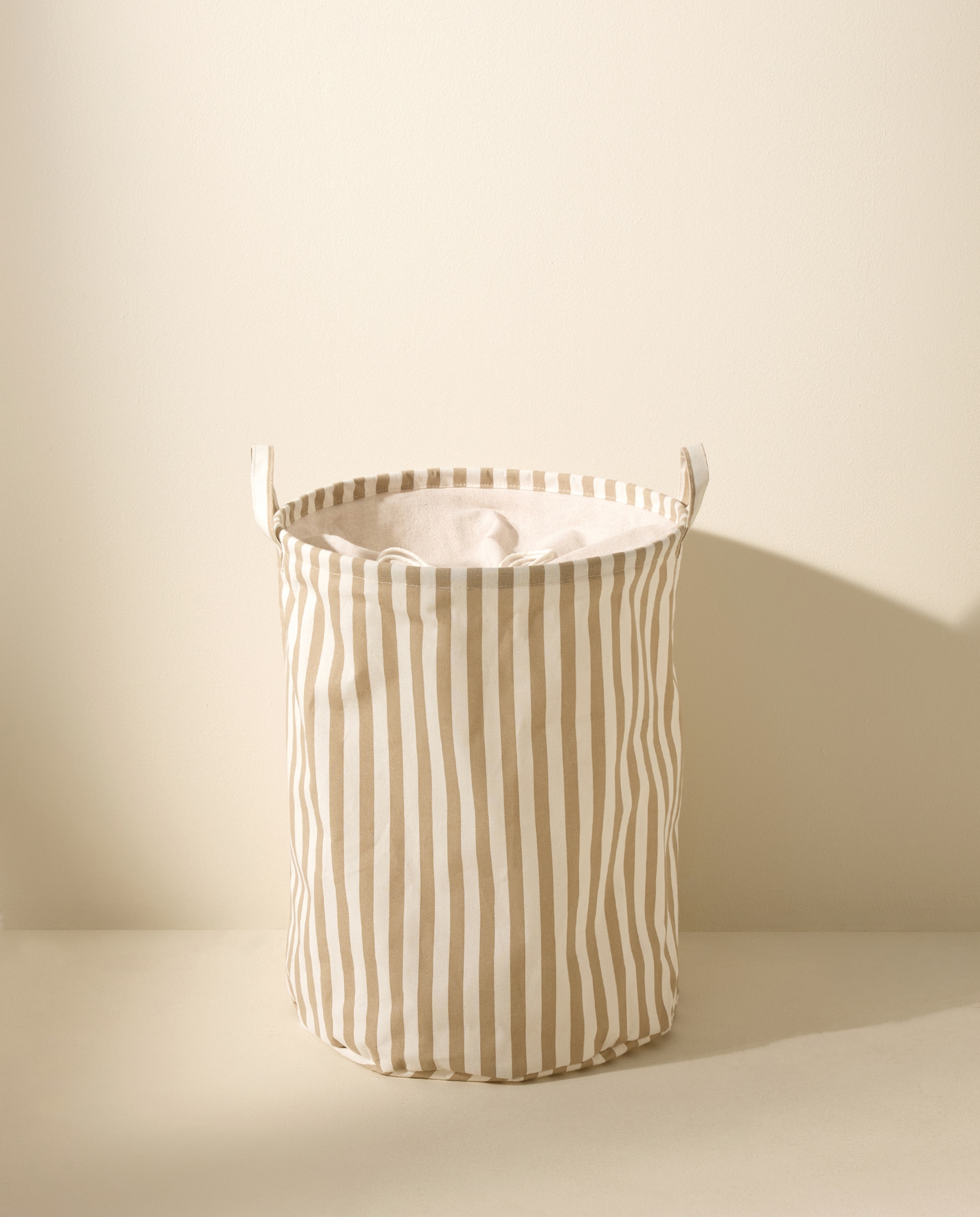 Imagen 0 de Cesto de ropa plegable Rayas beige Baño