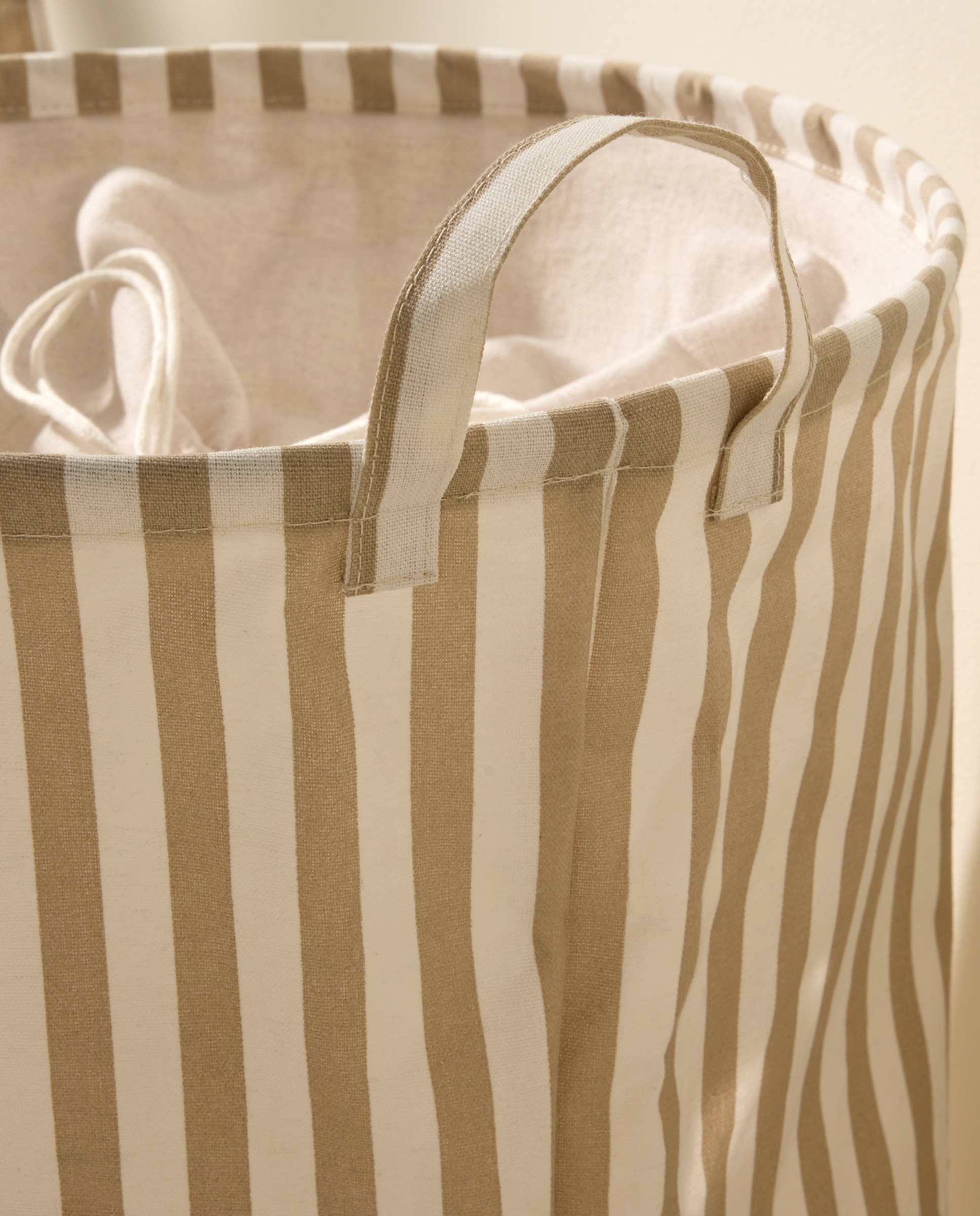 Cesto de ropa plegable Rayas beige Baño Azul-3