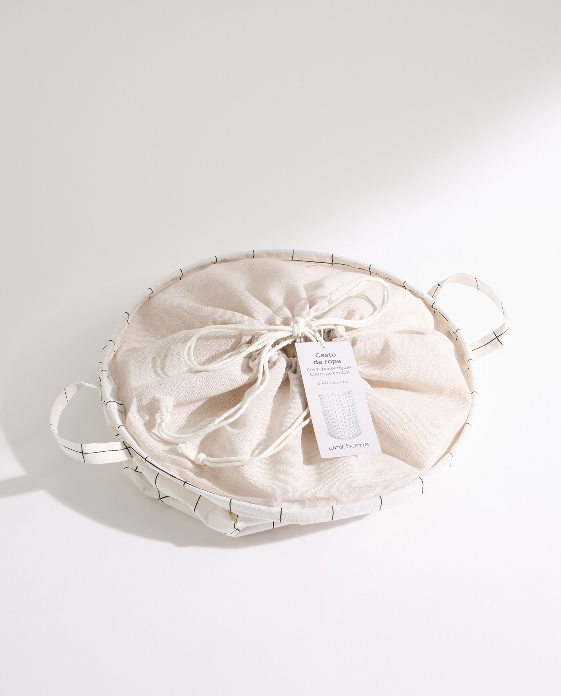 Cesto de ropa plegable Cuadros Baño Blanco-5