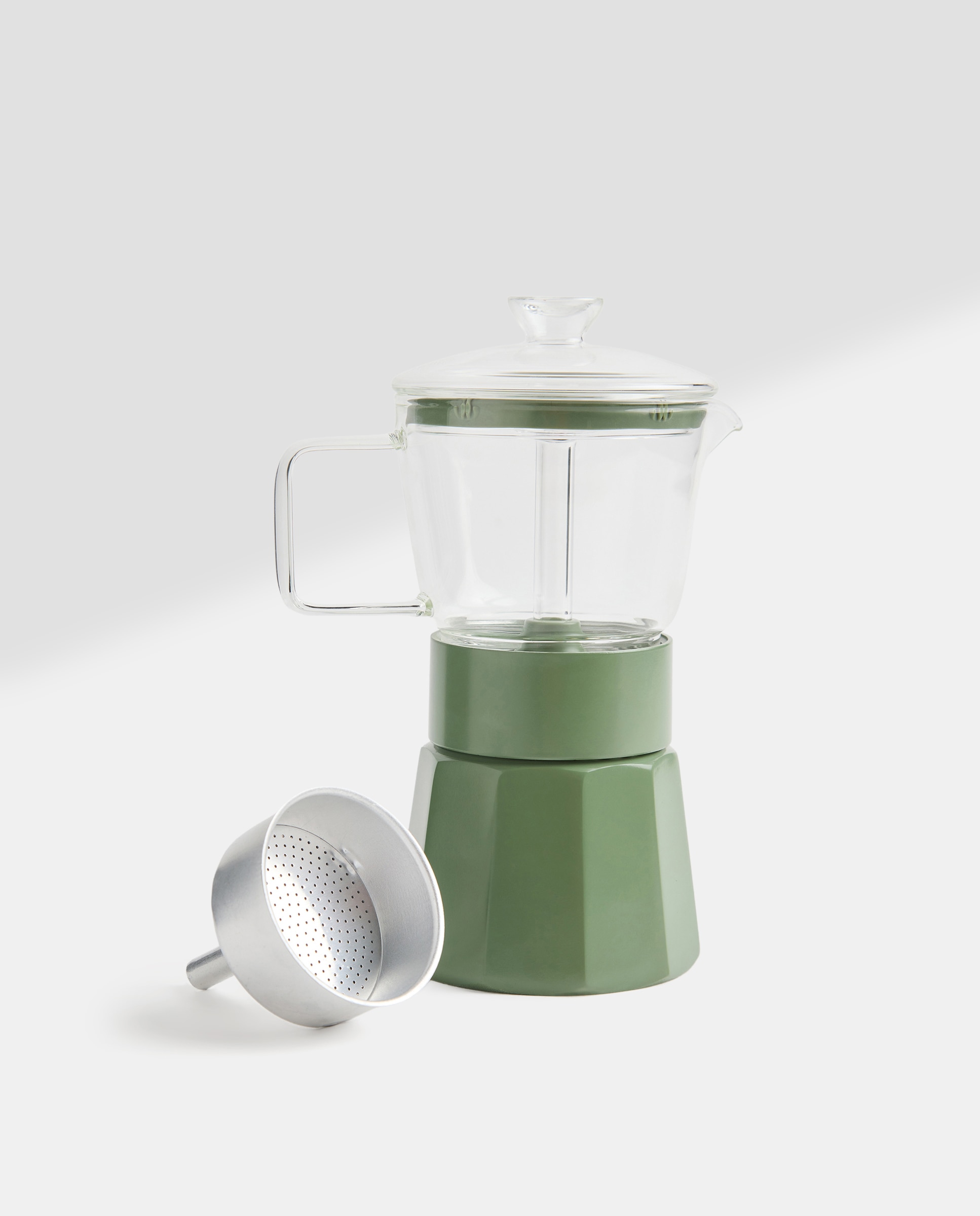 Cafetera de vidrio y aluminio para 6 tazas verde Verde-2