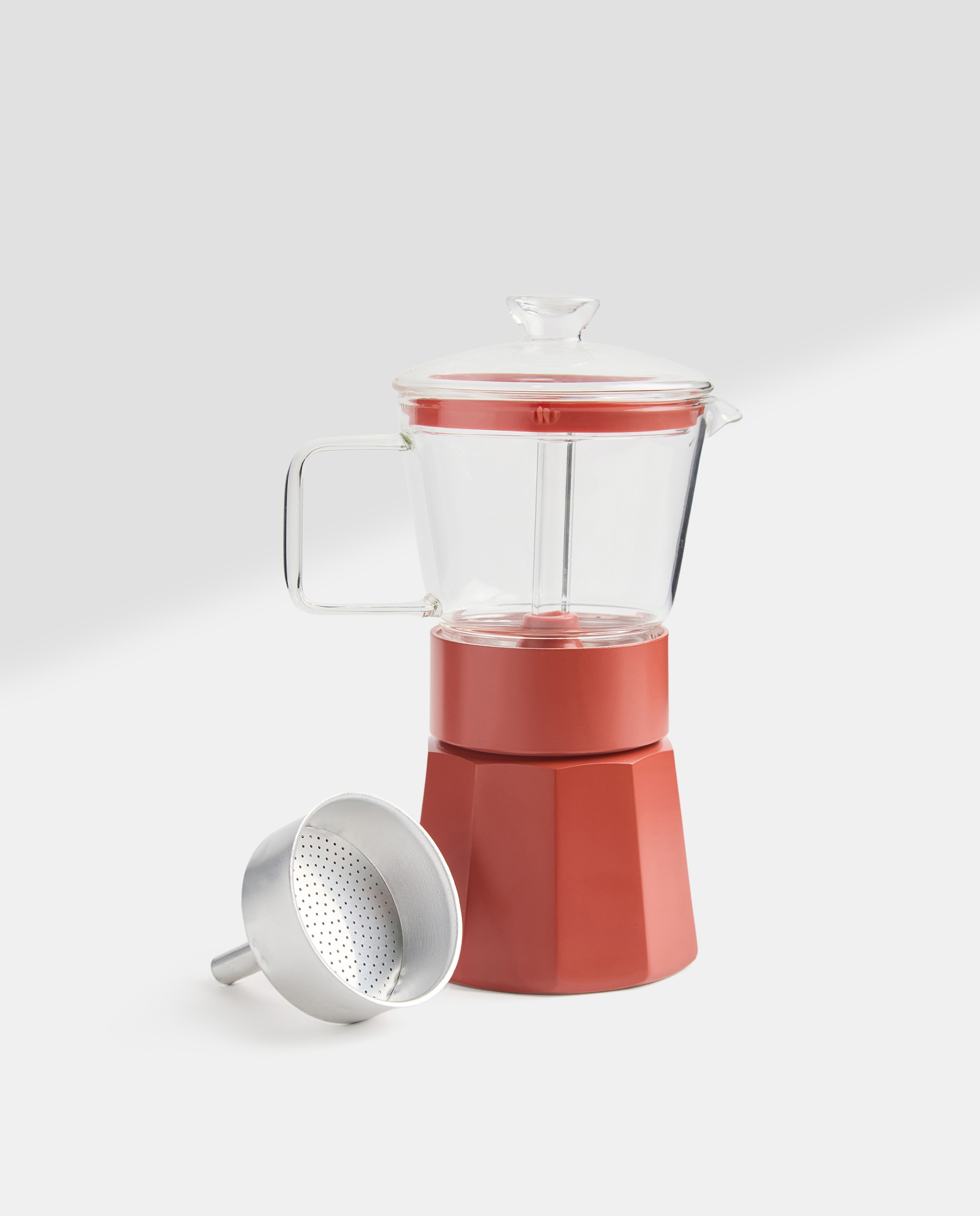 Cafetera de vidrio y aluminio para 6 tazas terracota Terracota-2