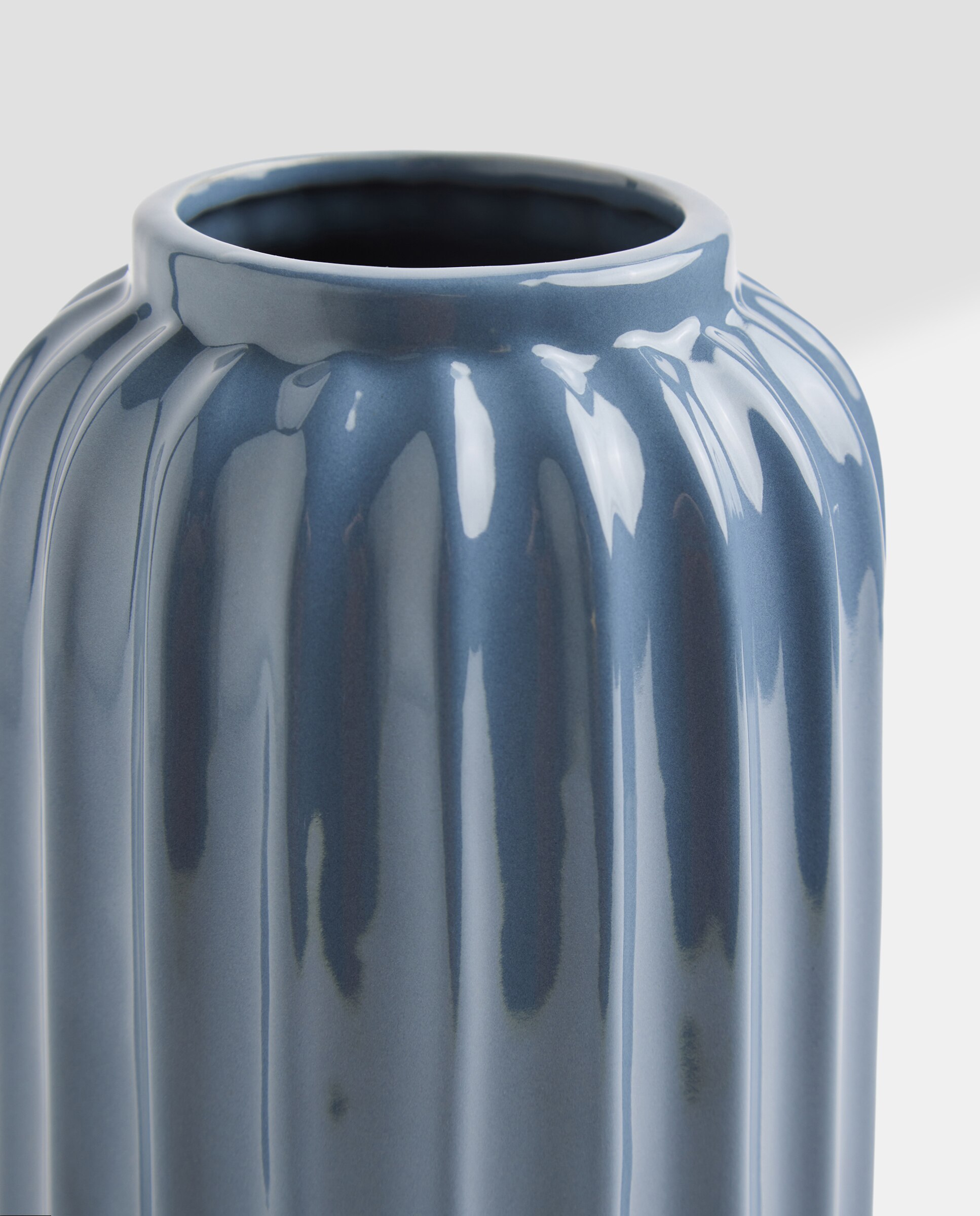 Jarrón decorativo de cerámica azul 28 cm Azul-2