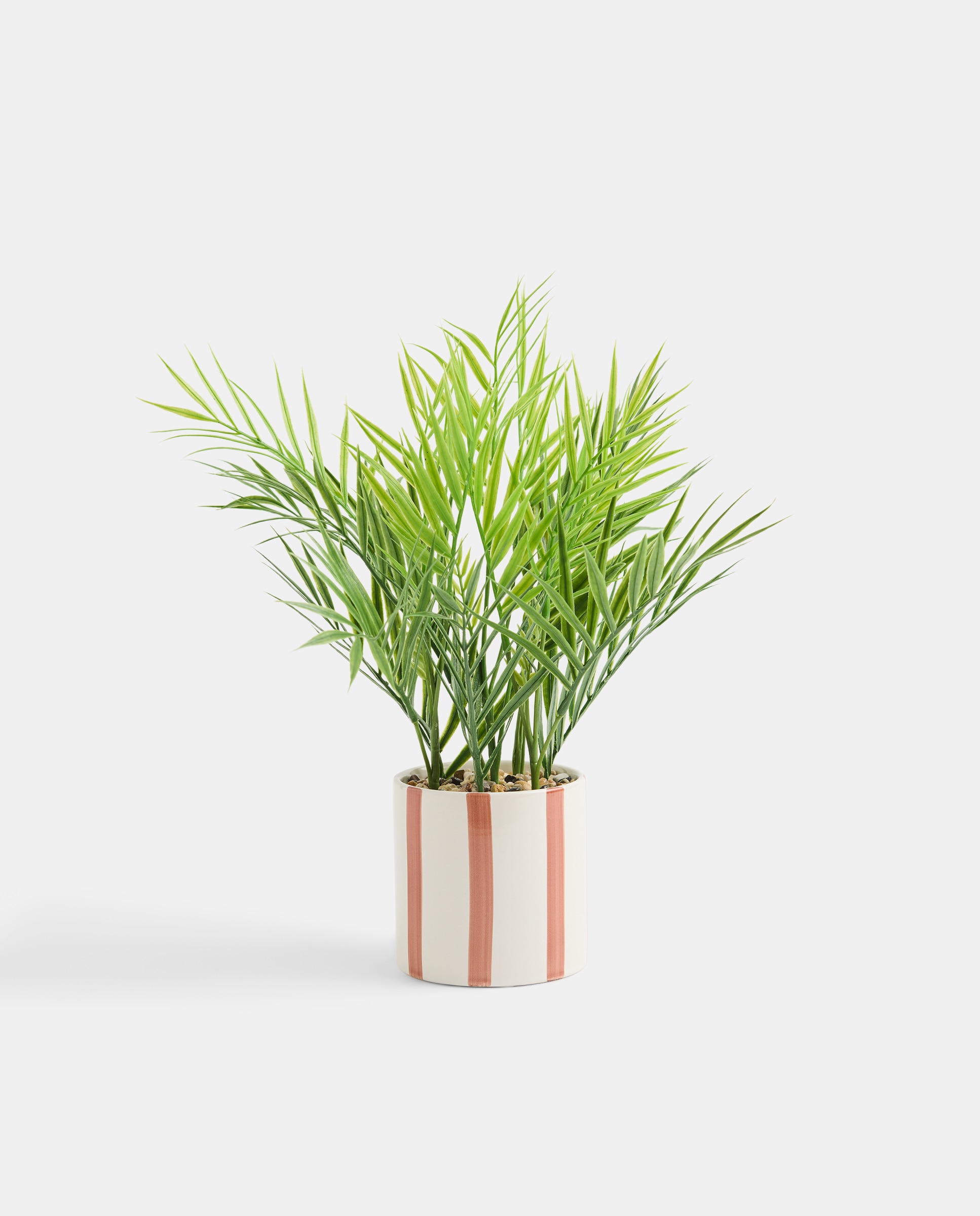 Imagen 0 de Planta artificial con maceta de cerámica rayas terracota