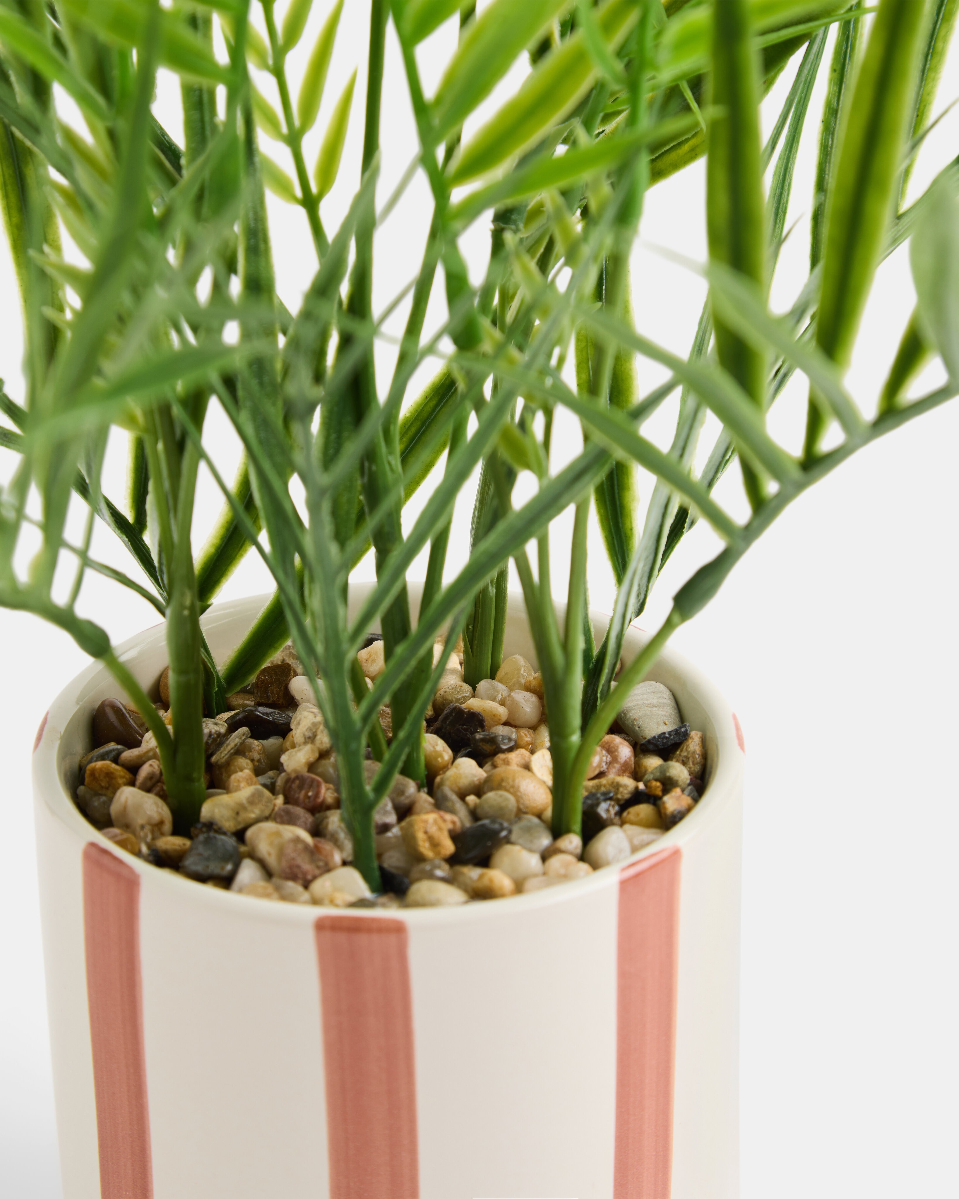 Planta artificial con maceta de cerámica rayas terracota Terracota-2