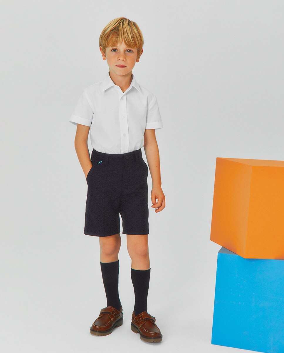 Pantalón corto vestir cinturilla ajustable - Kids El Corte Inglés - Marino Marino-4