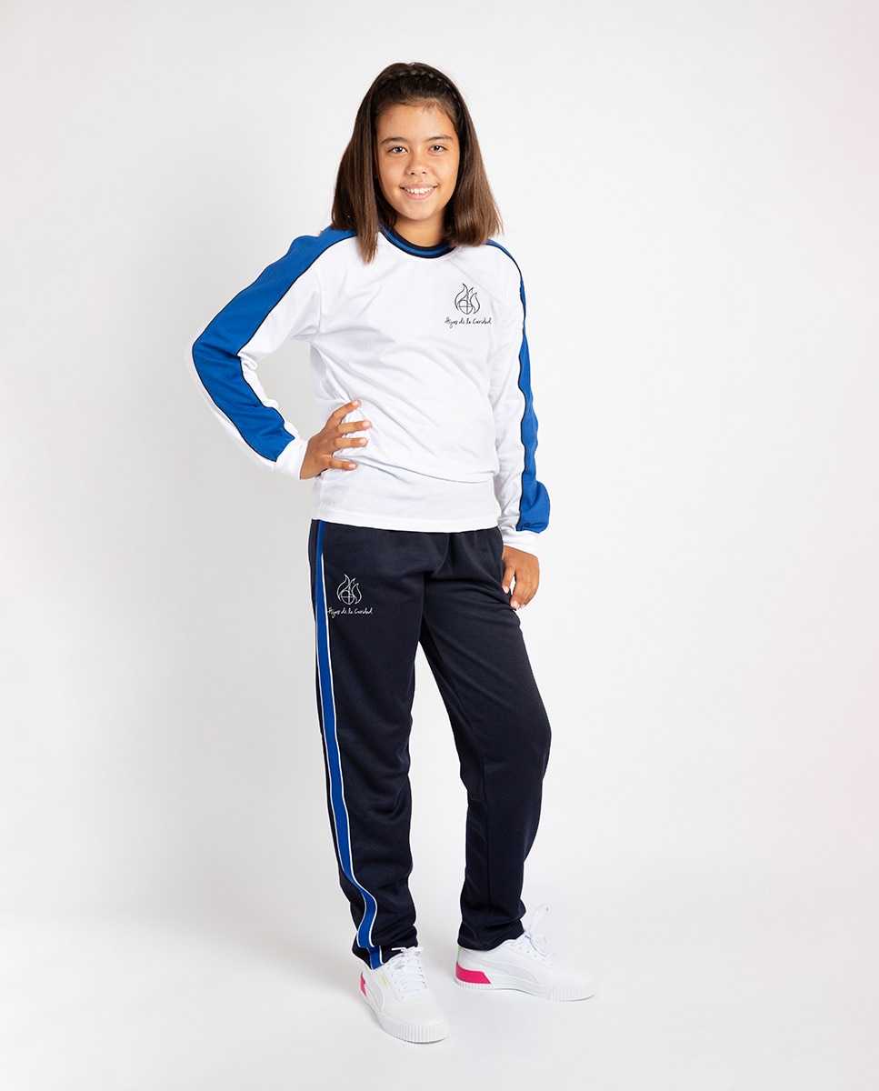 Camiseta deportiva de manga larga de colegio - RUISELL - Blanco Blanco-1