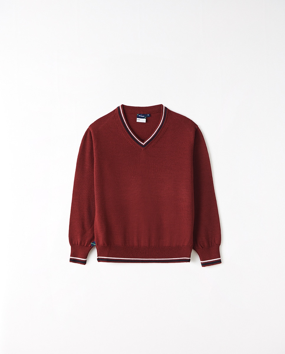 Jersey cuello pico con contrastes mezcla lana - Kids El Corte Inglés 1
