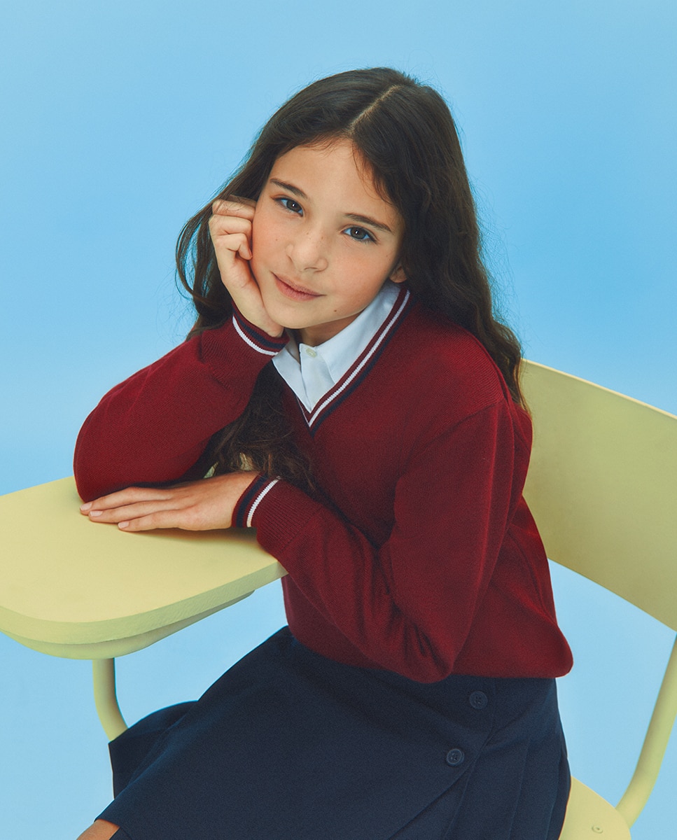 Jersey cuello pico con contrastes mezcla lana - Kids El Corte Inglés 2