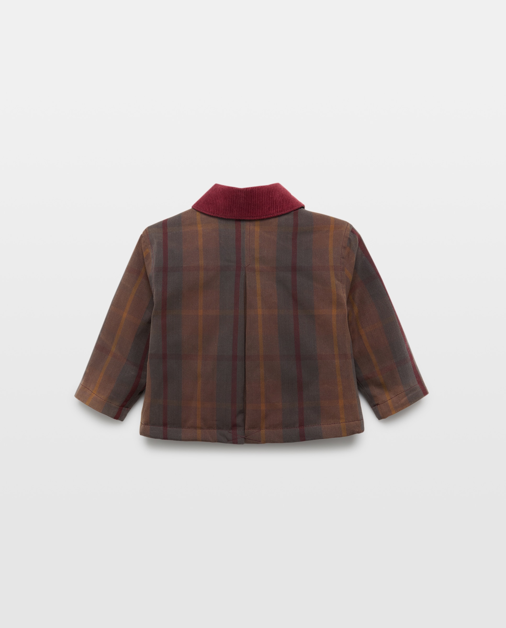 Chaqueta encerada bebé niña cuadros 740 Tabaco-2