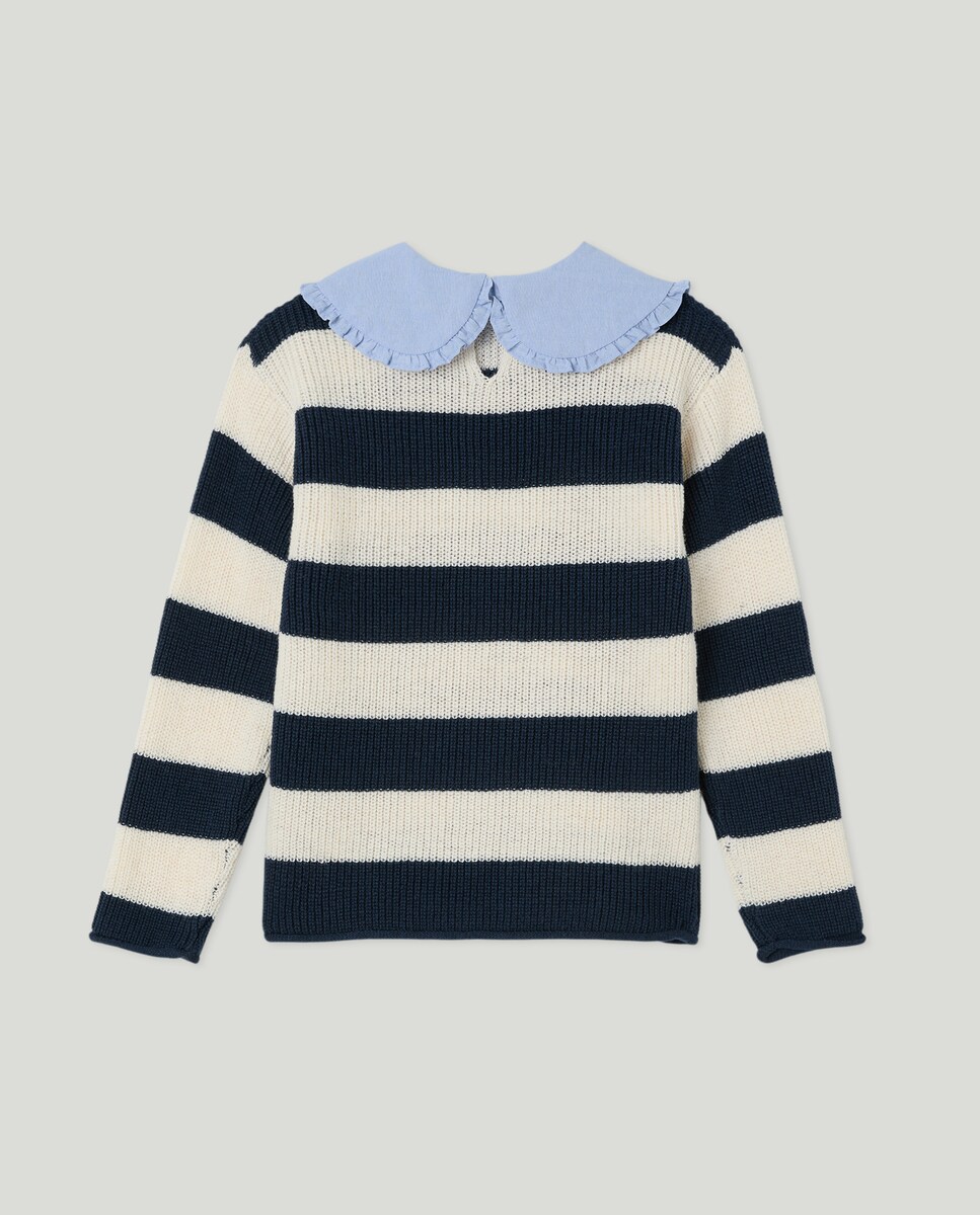 Jersey niña con cuello chambrè 400 Azul-2